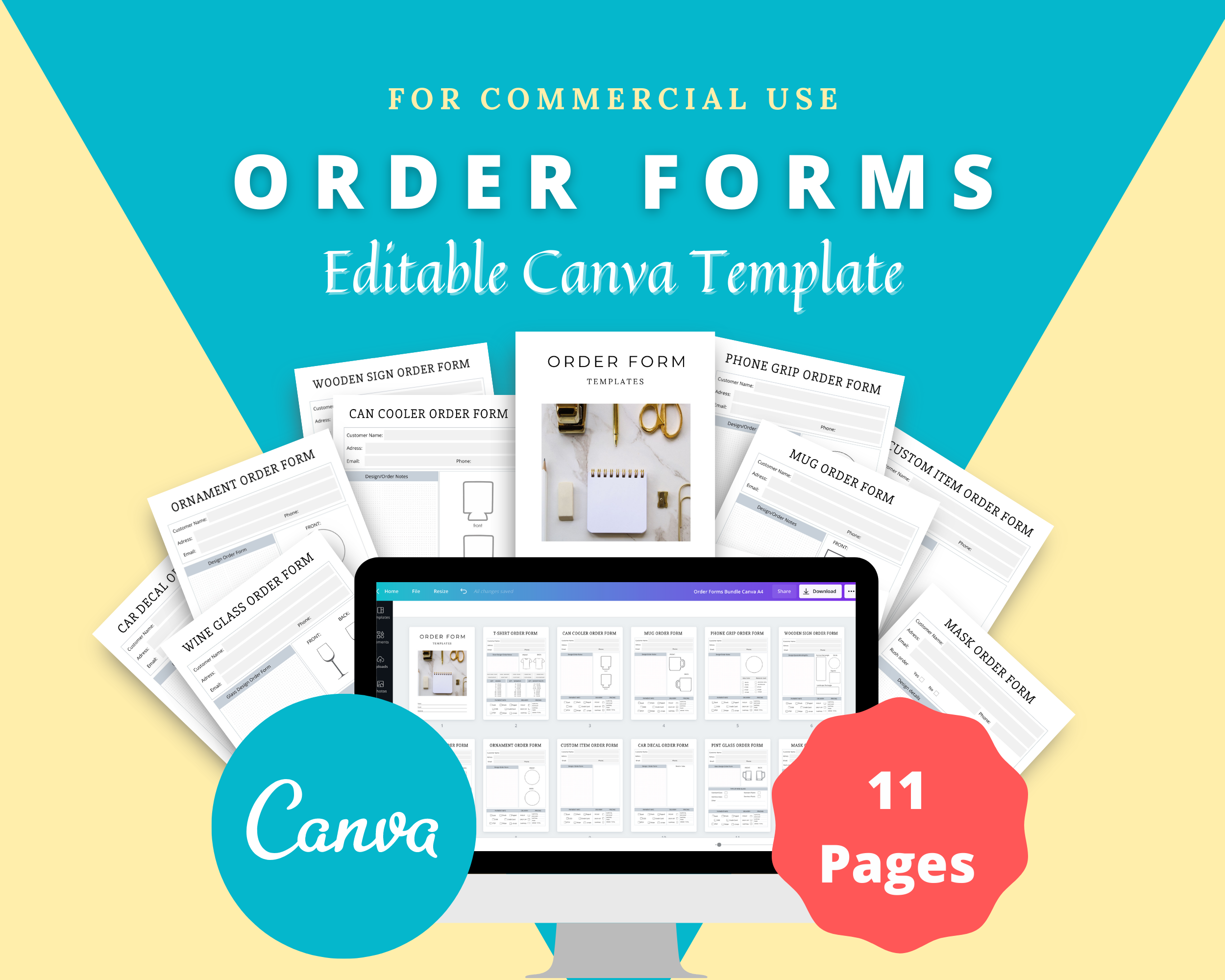 Editable Order Form Templates in Canva | Commercial Use