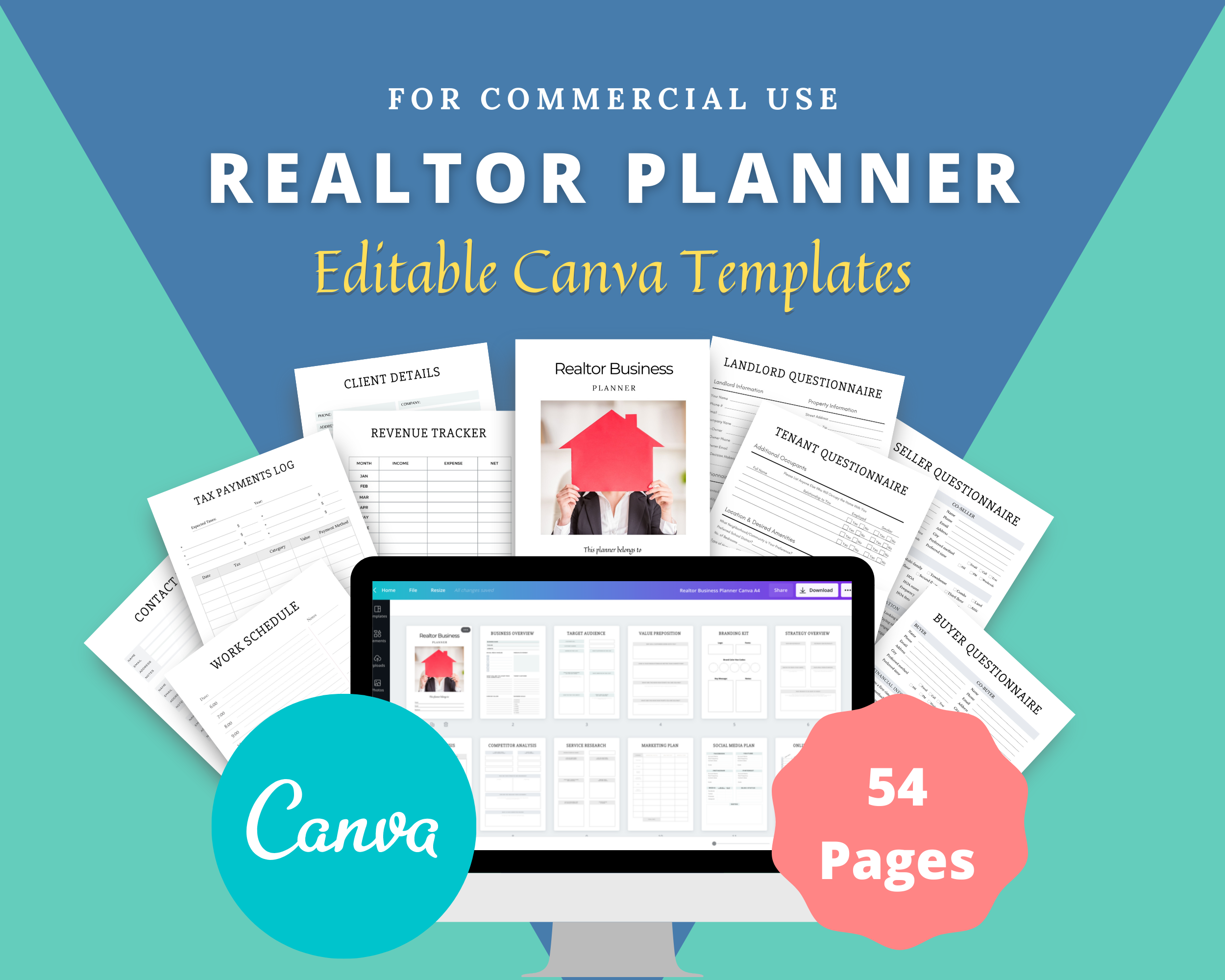 Editable Real Estate Planner in Canva | Commercial Use