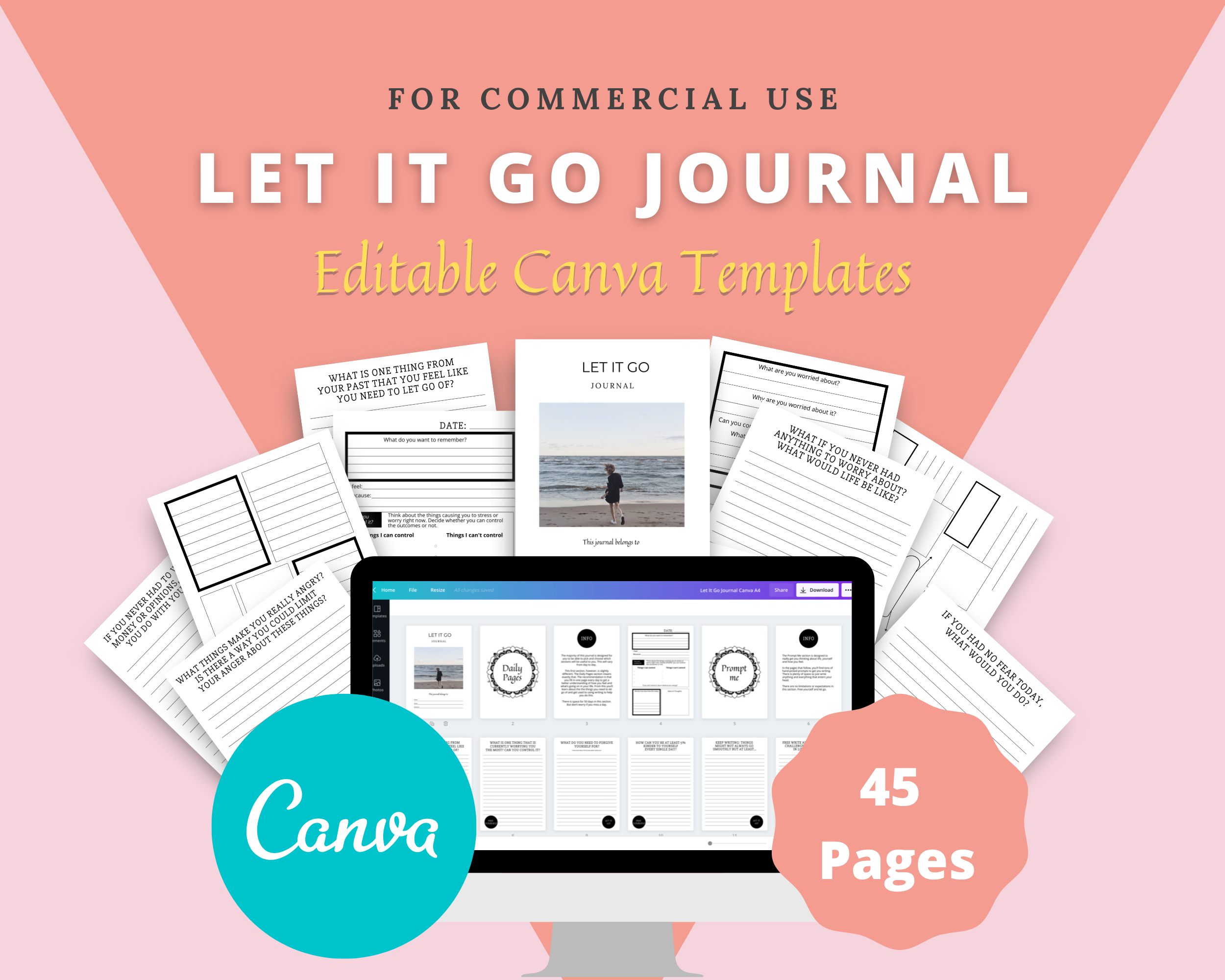 Editable Let it Go Journal in Canva | Commercial Use