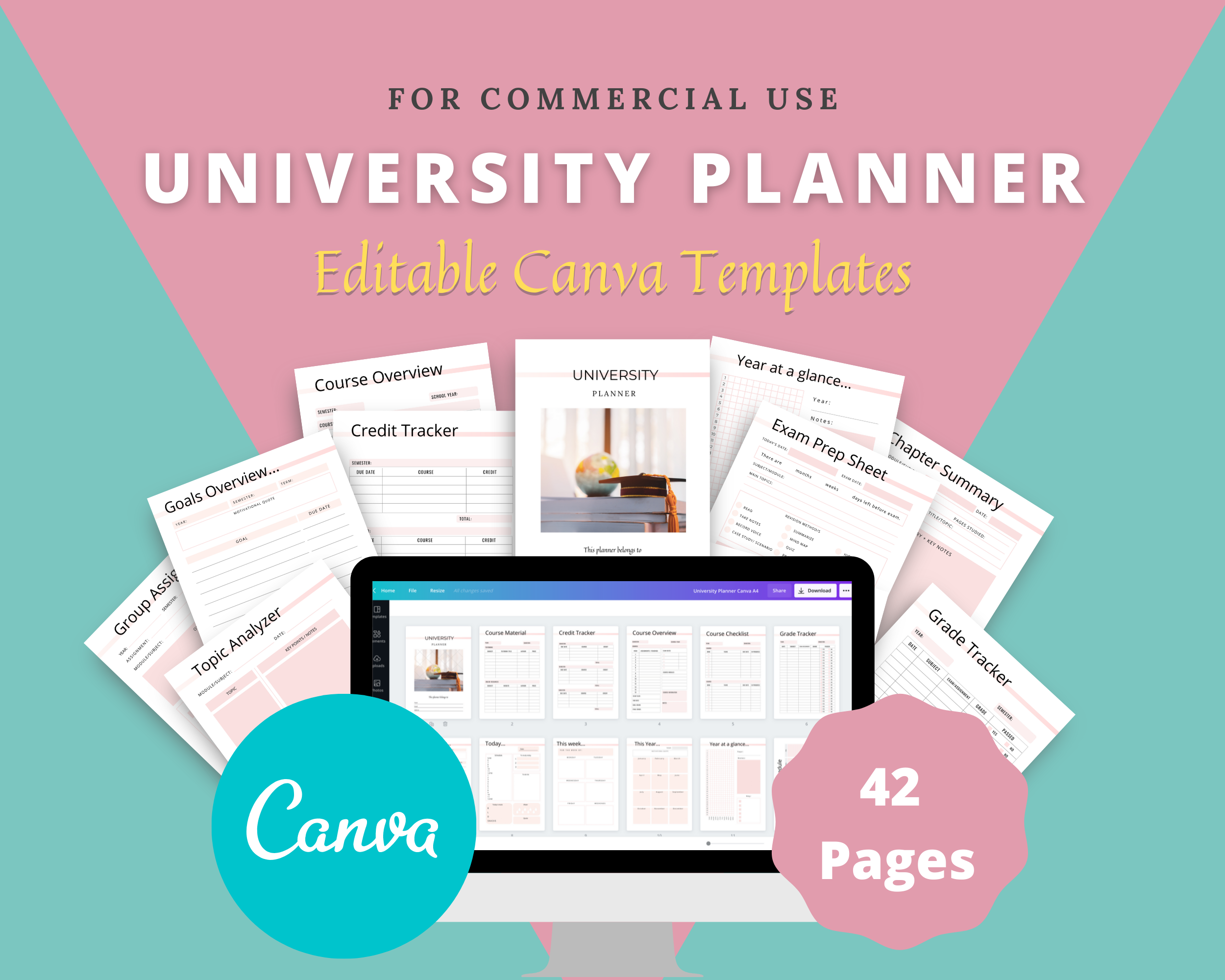 Editable University Planner in Canva | Commercial Use