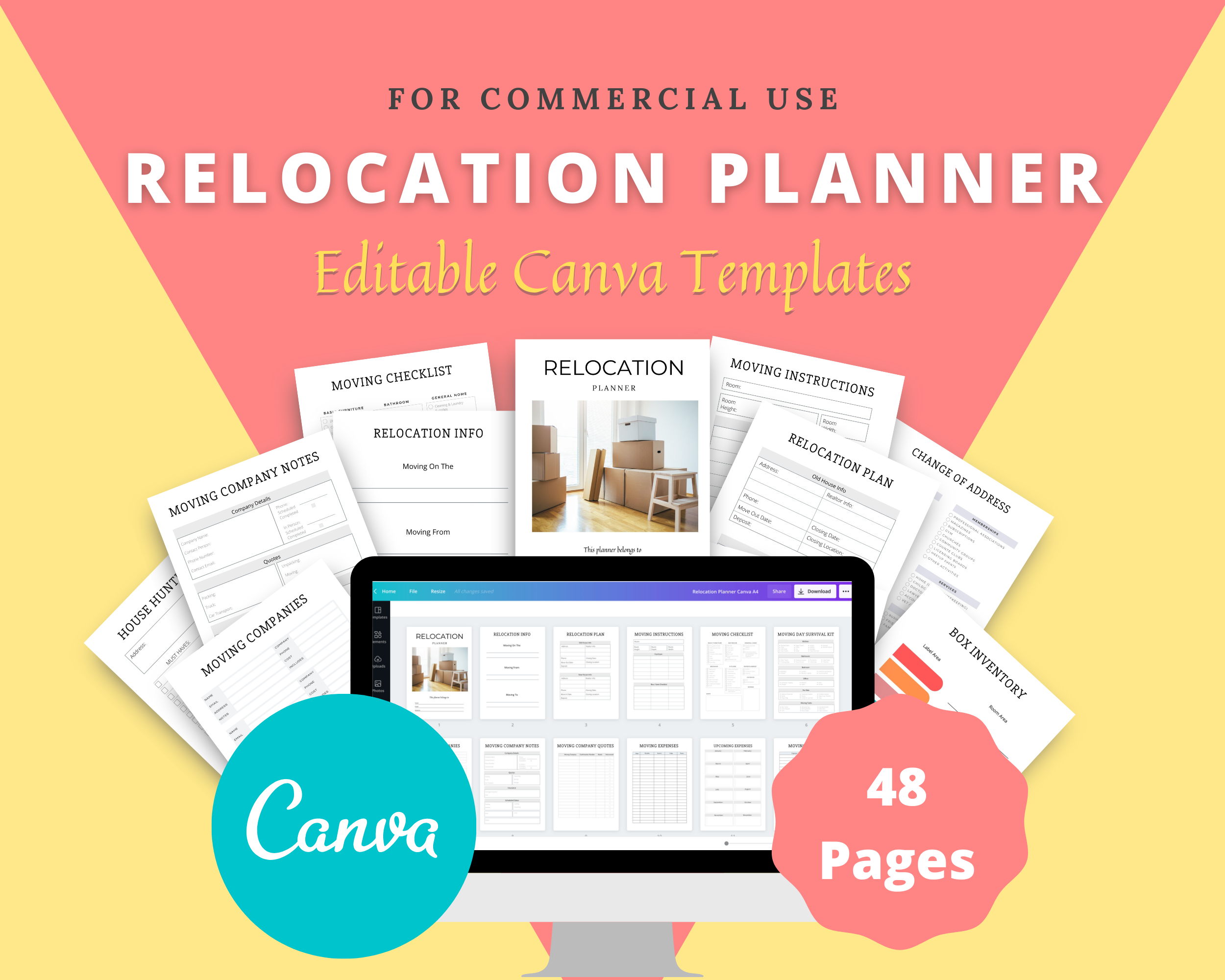 Editable Relocation Planner in Canva | Commercial Use