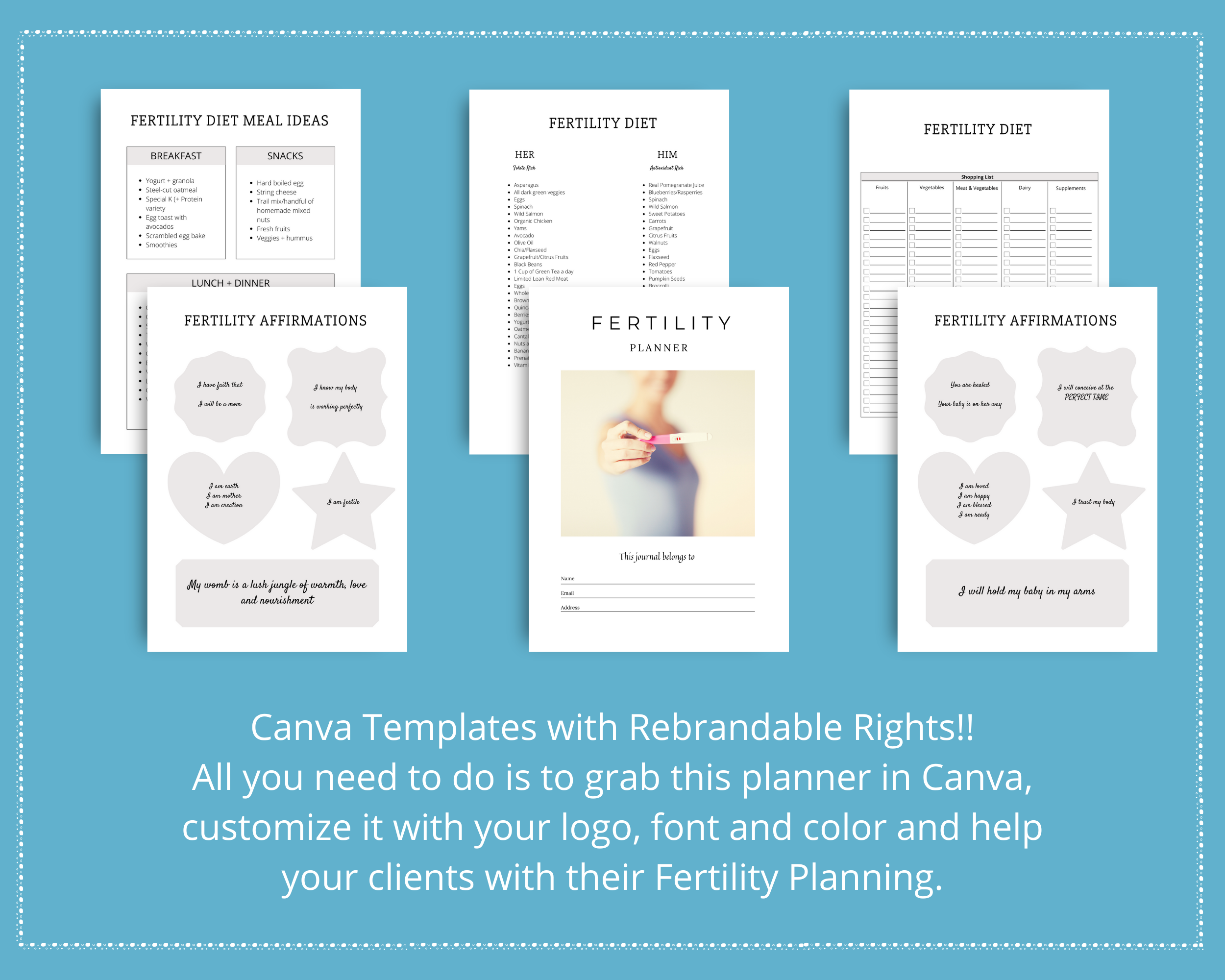 Editable Fertility Planner Templates in Canva | Commercial Use