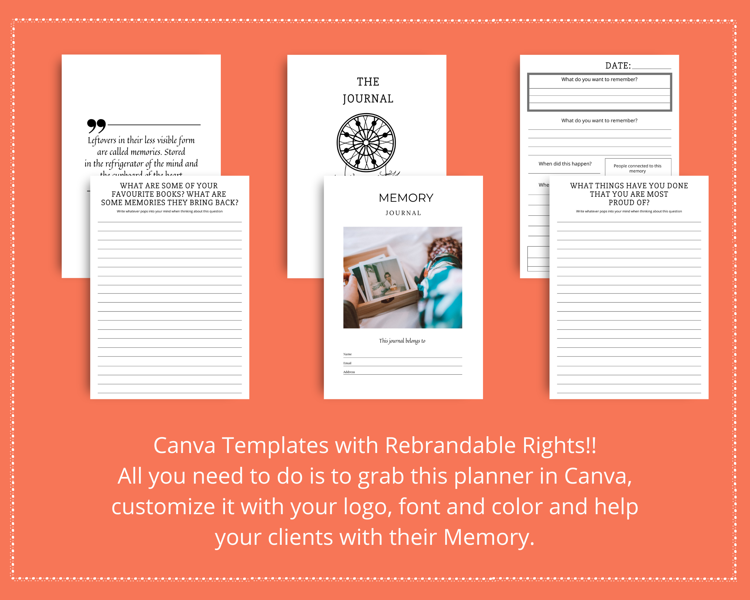Editable Memory Journal in Canva | Commercial Use