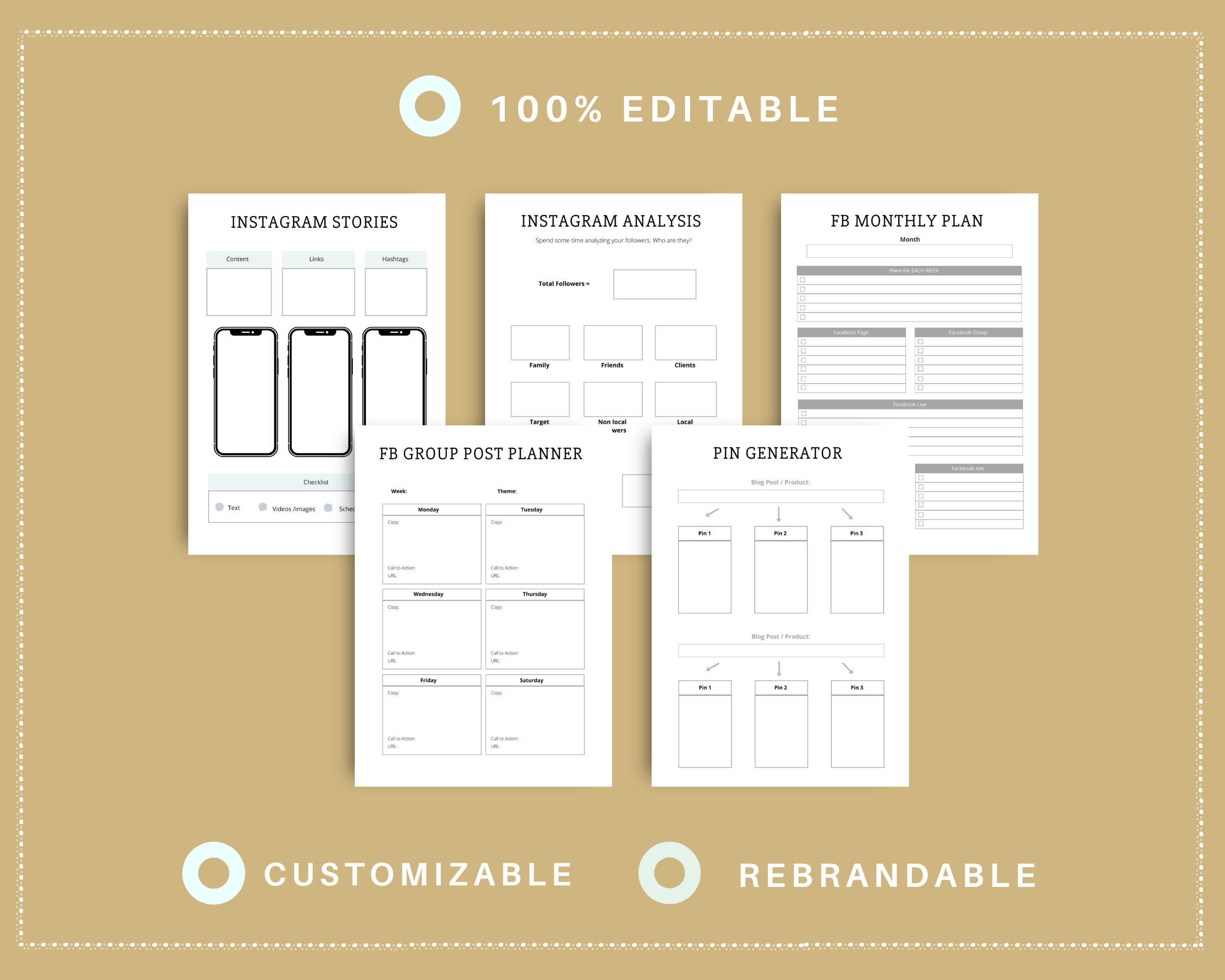 Editable Social Media Planner Templates in Canva | Commercial Use
