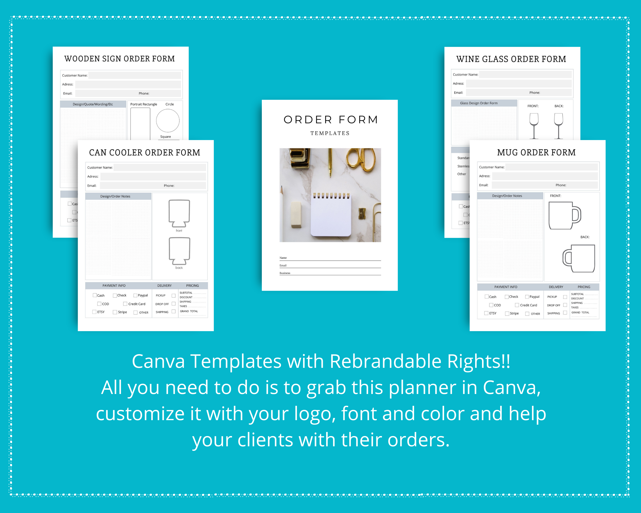 Editable Order Form Templates in Canva | Commercial Use