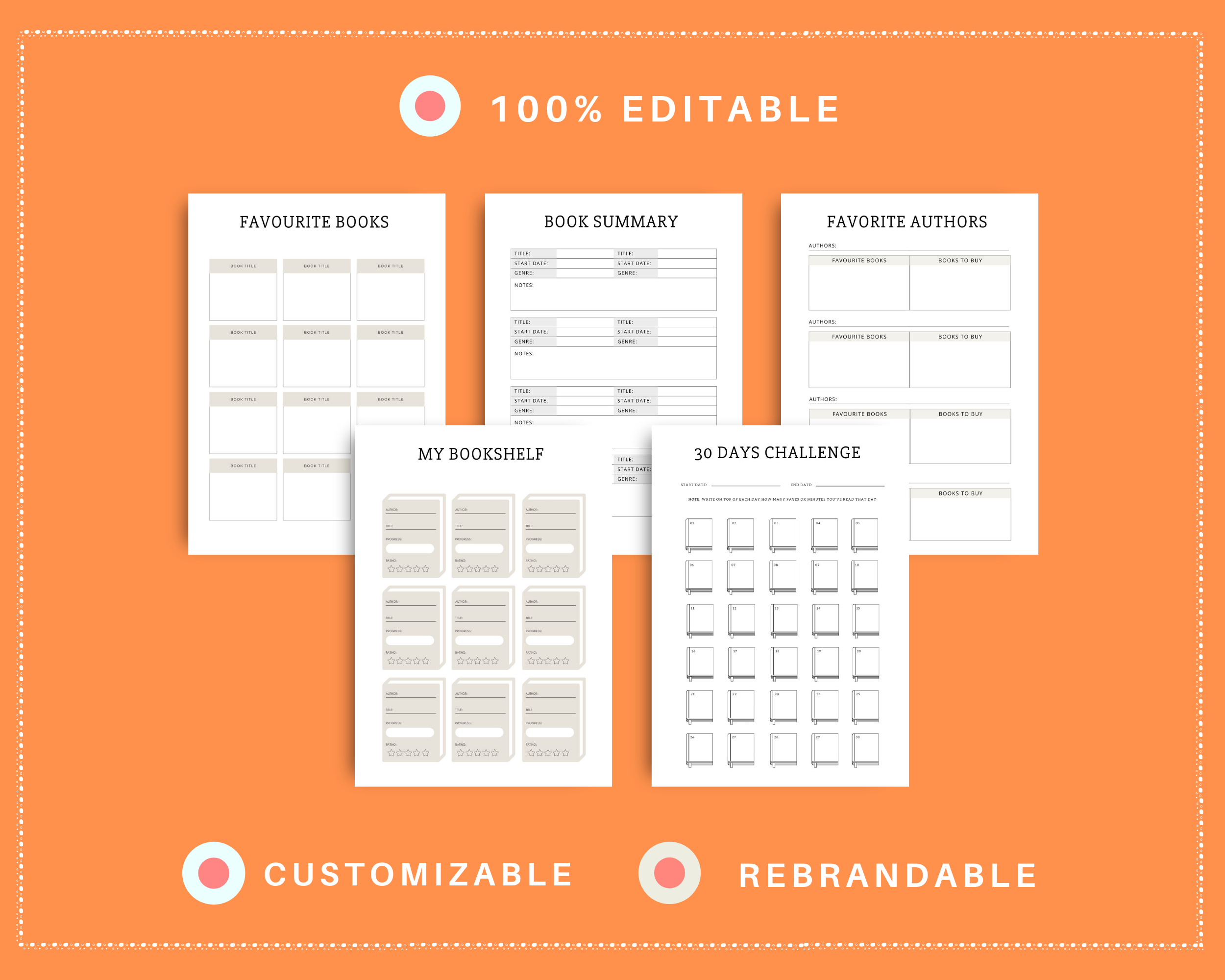 Editable Book Journal in Canva | Commercial Use
