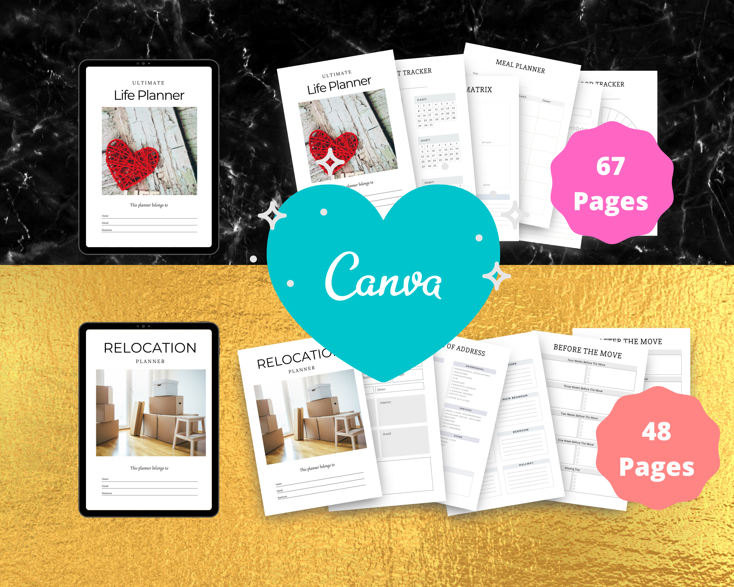 BUNDLE of 11 Personal Planners in Canva | Customizable | Editable Canva Templates | Commercial Use | Personal Planners