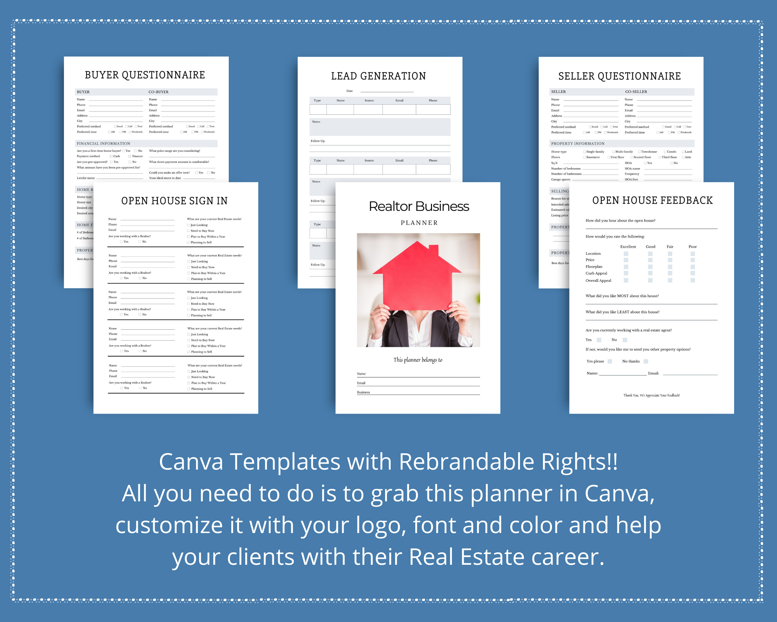 Editable Real Estate Planner in Canva | Commercial Use