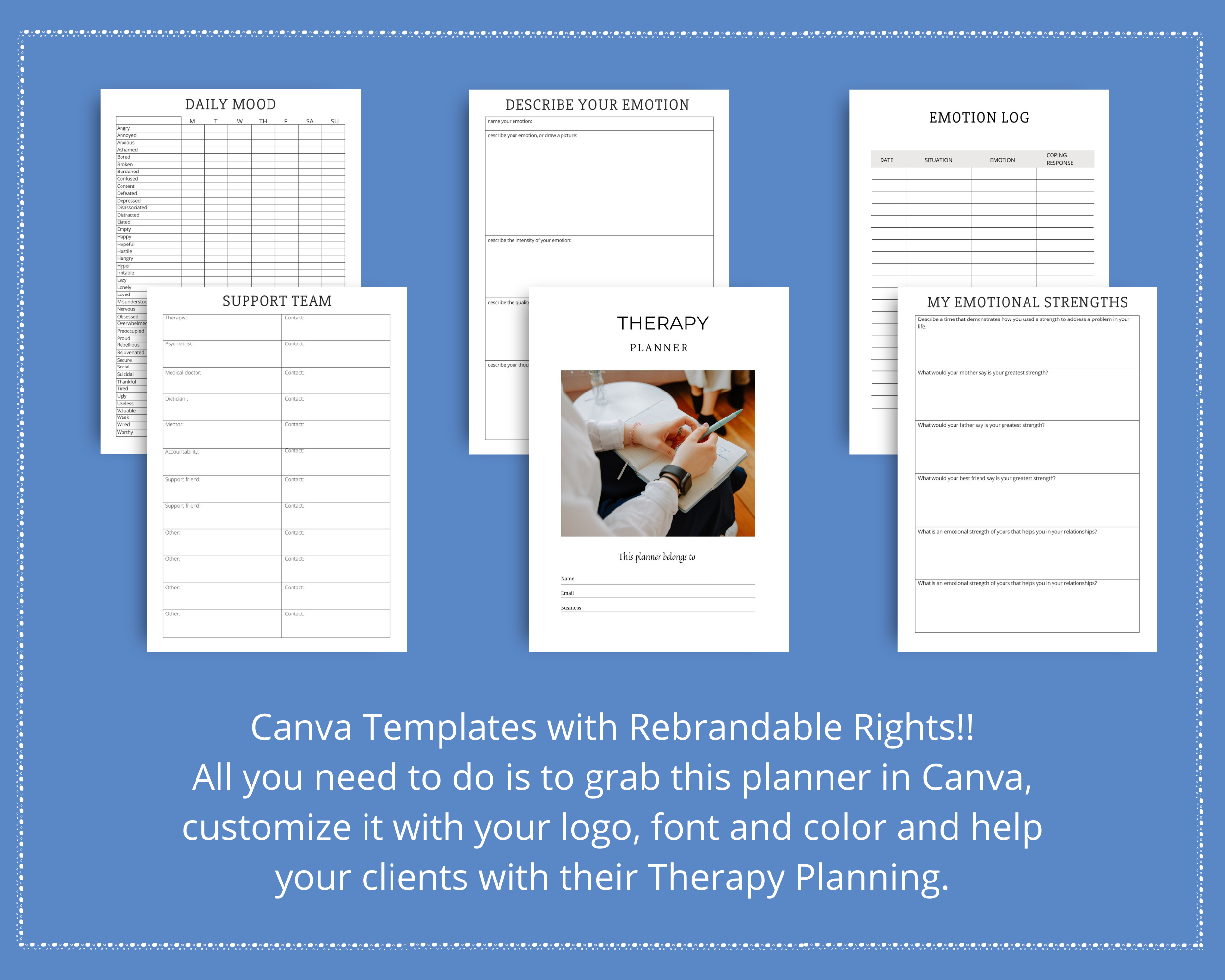Editable Therapy Planner in Canva | Commercial Use