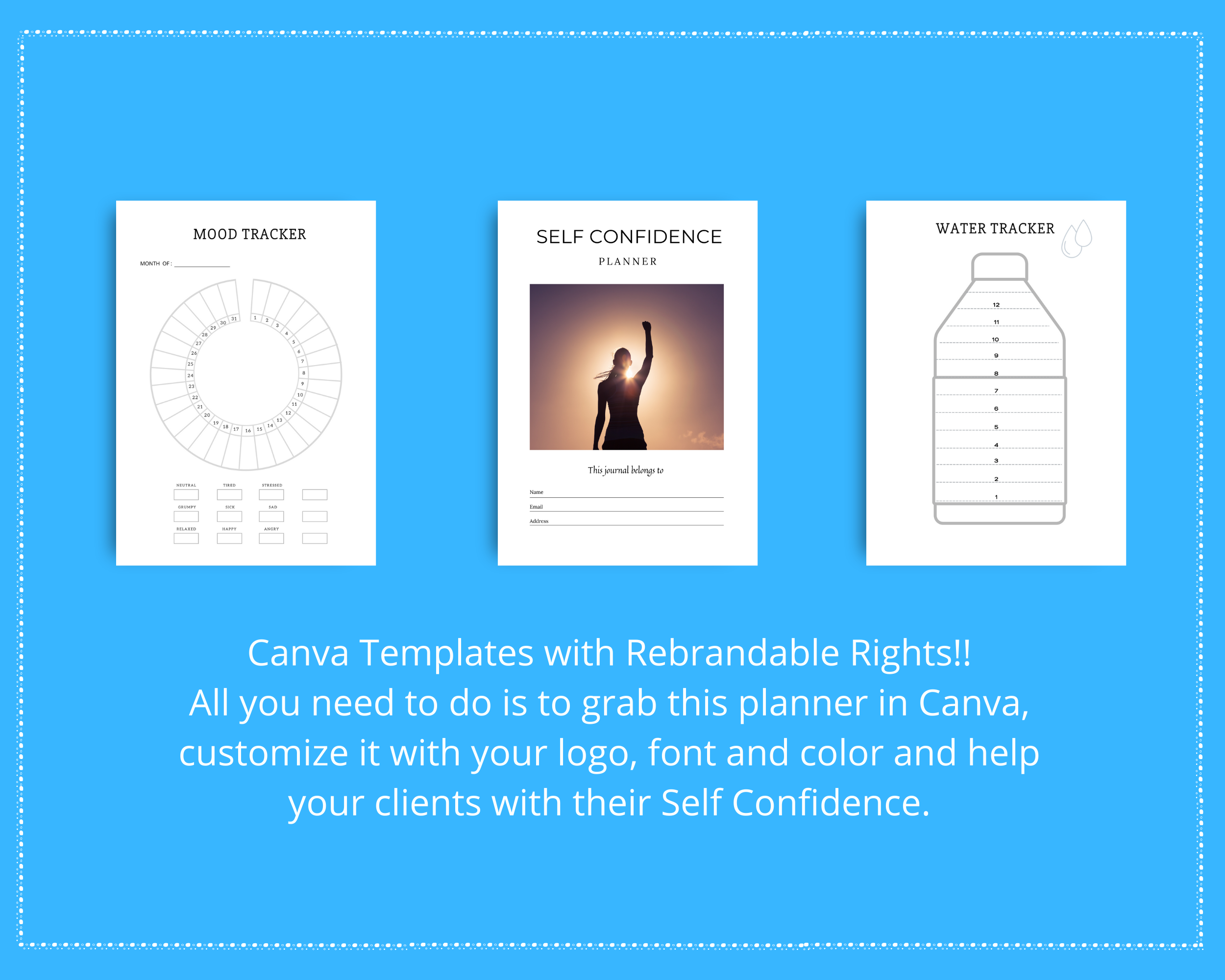 Editable Self Confidence Planner Templates in Canva | Commercial Use