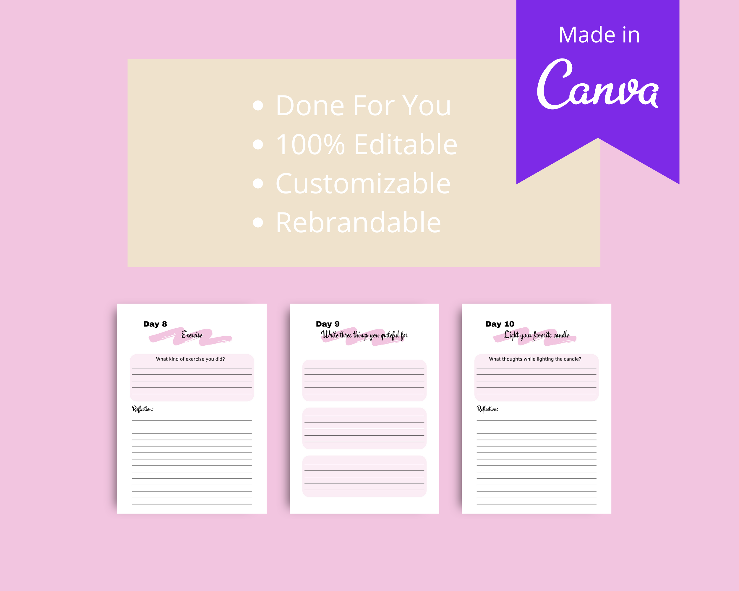 30-Day Happiness Challenge | Editable Canva Template A4 Size