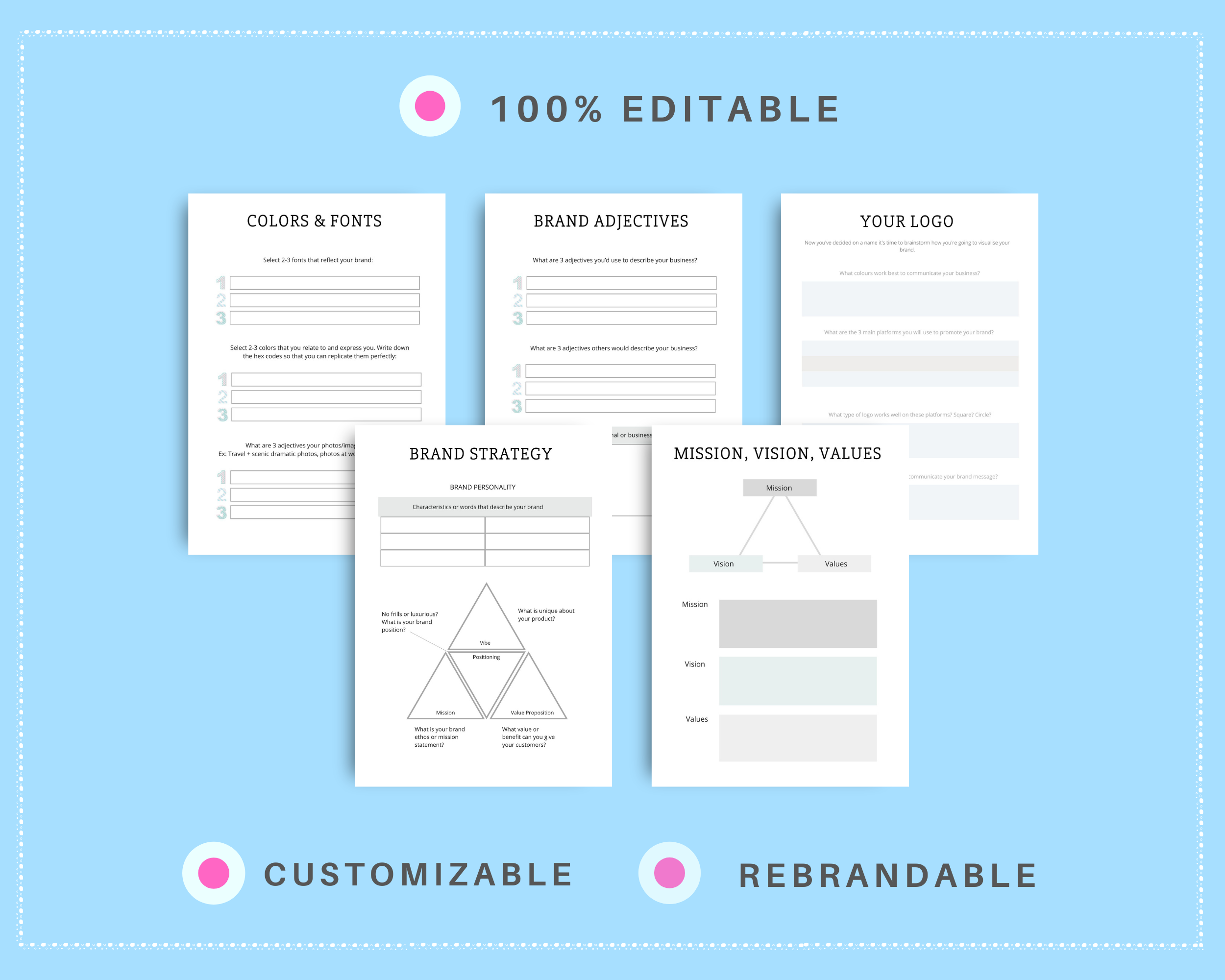 Editable Brand Planner Templates in Canva | Commercial Use