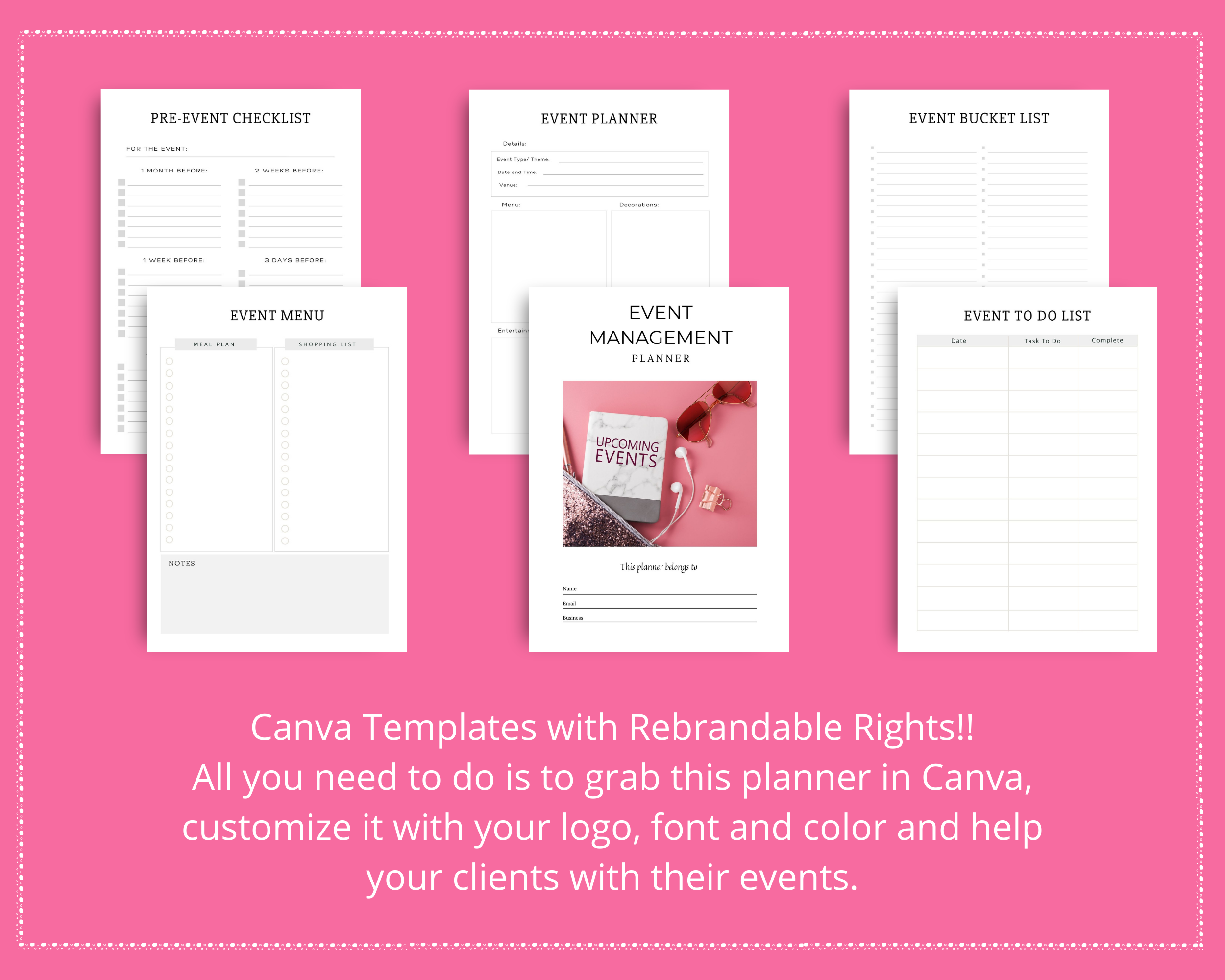 Editable Event Management Planner in Canva | Commercial Use