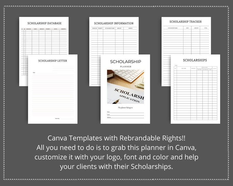 Editable Scholarship Planner in Canva | Commercial Use