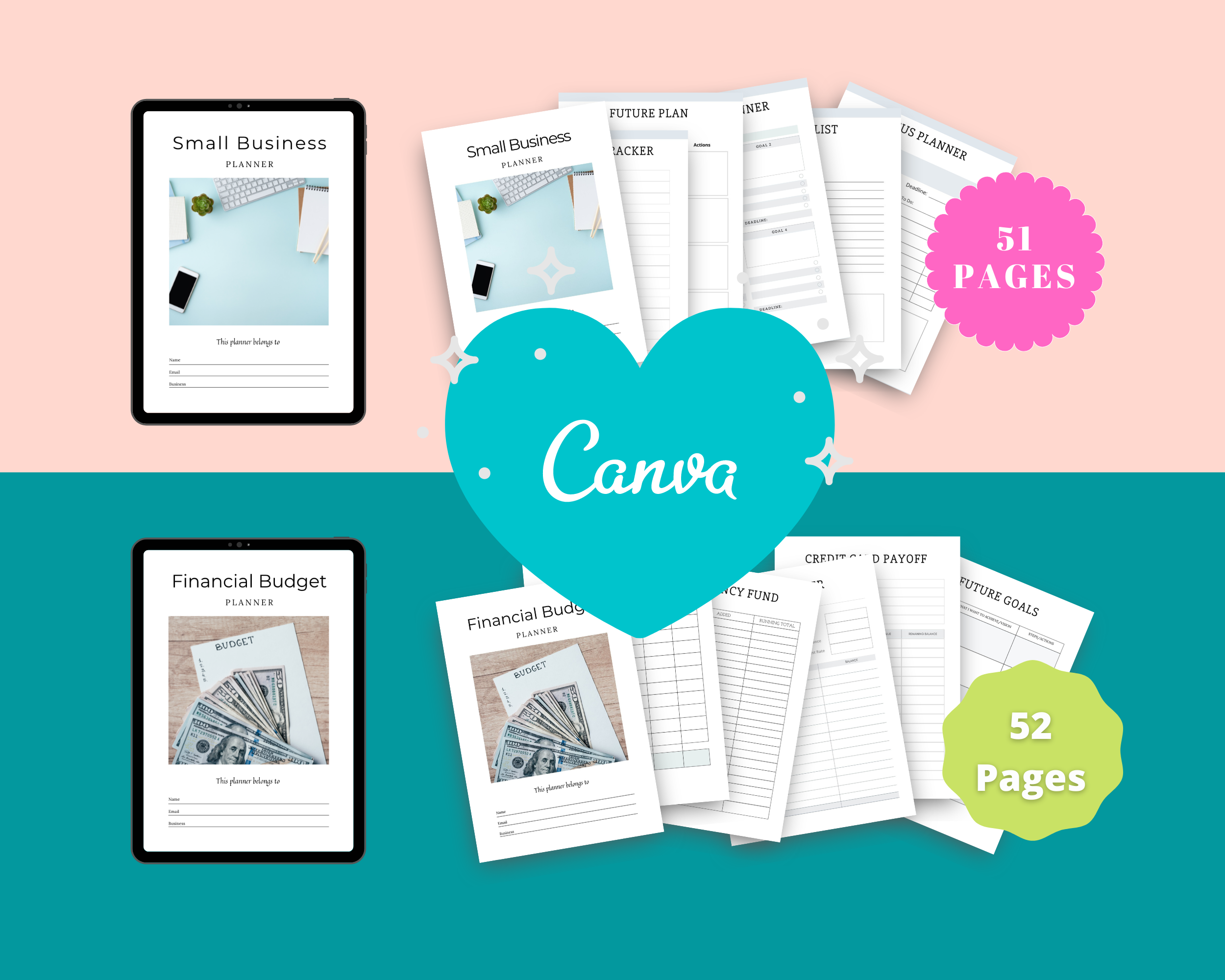 BUNDLE of 7 Business Planners in Canva | Customizable | Editable | Commercial Use | Business Templates