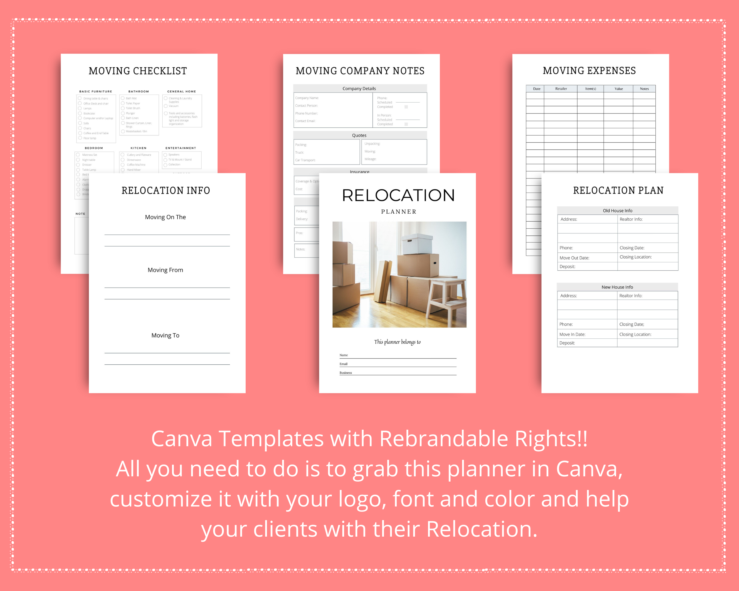 Editable Relocation Planner in Canva | Commercial Use