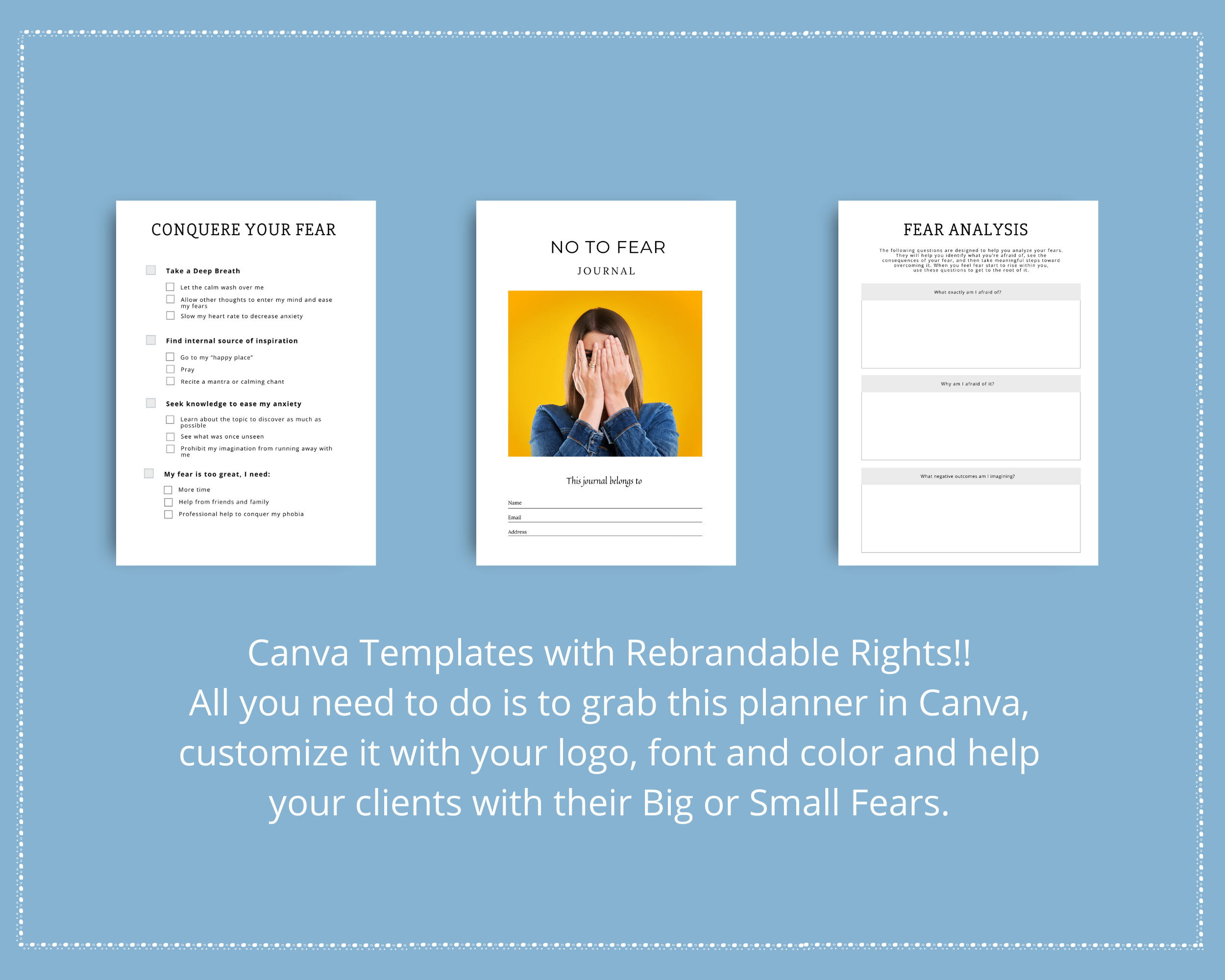 Editable No to Fear Journal in Canva | Commercial Use