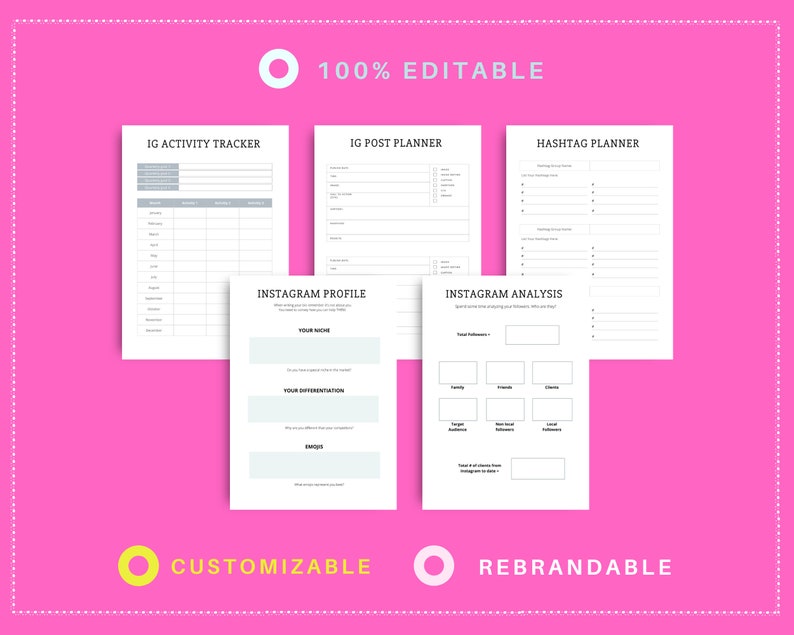 Editable Instagram Planner Templates in Canva | Commercial Use