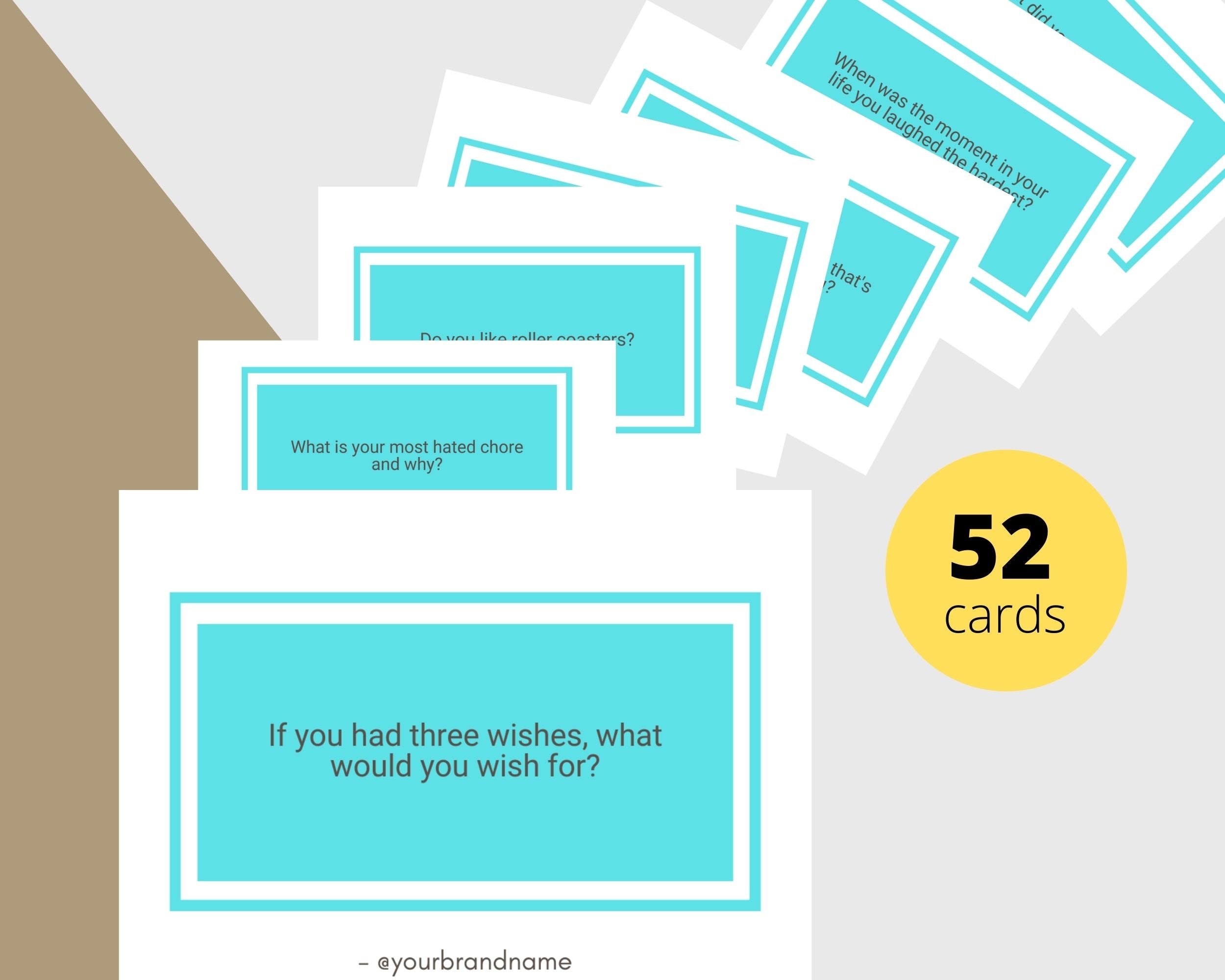52 Get To Know Your Friends Cards | Canva Inspirational Cards | Commercial Use