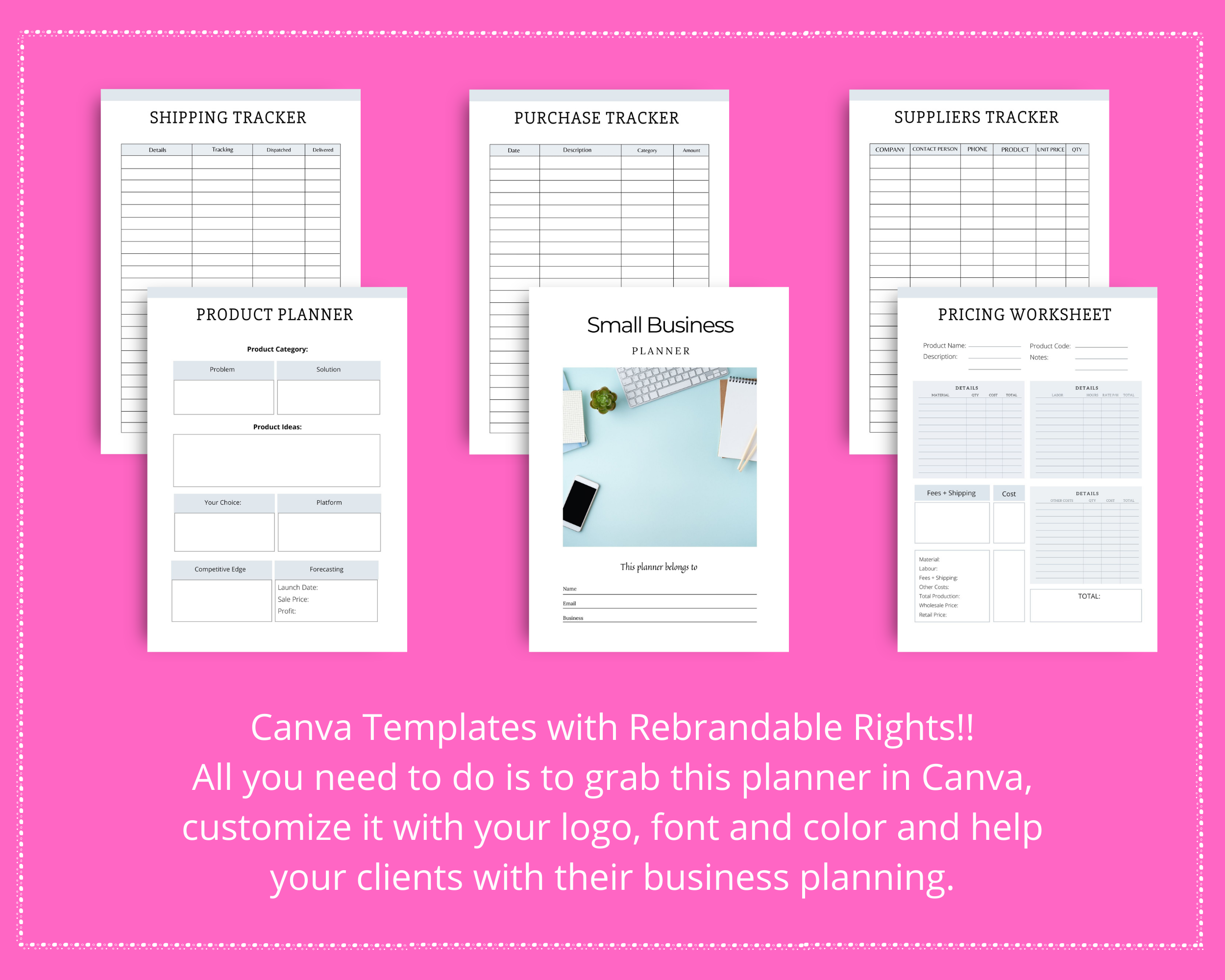 Editable Small Business Planner Templates in Canva