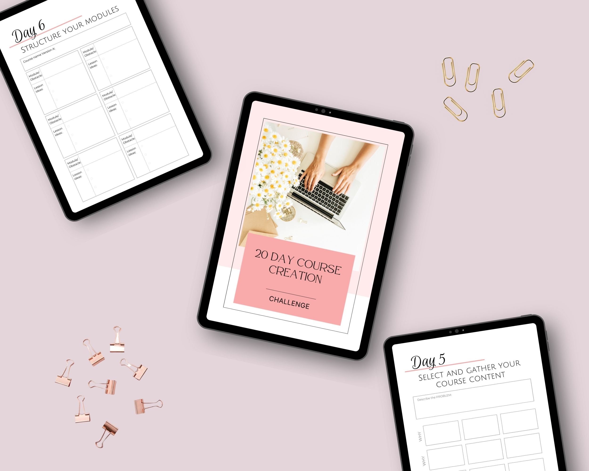 20 Day Course Creation Challenge | Course Launch Planner | Editable Canva Template A4 Size