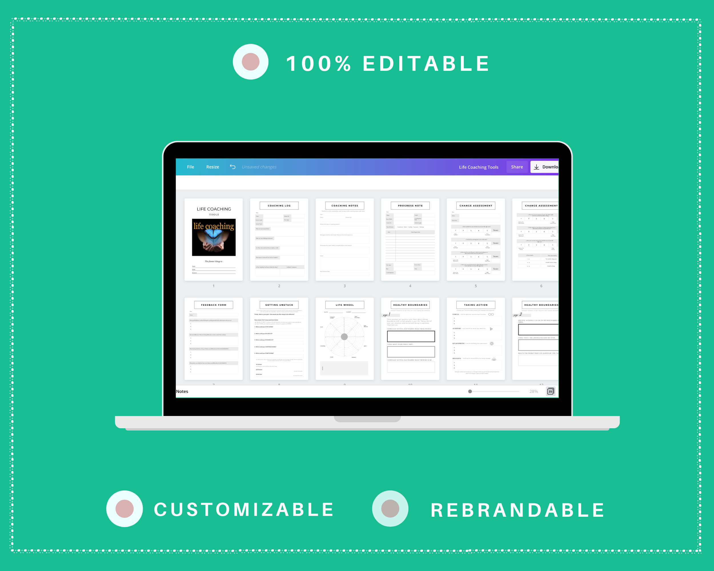 Editable Life Coaching Tools in Canva | Commercial Use