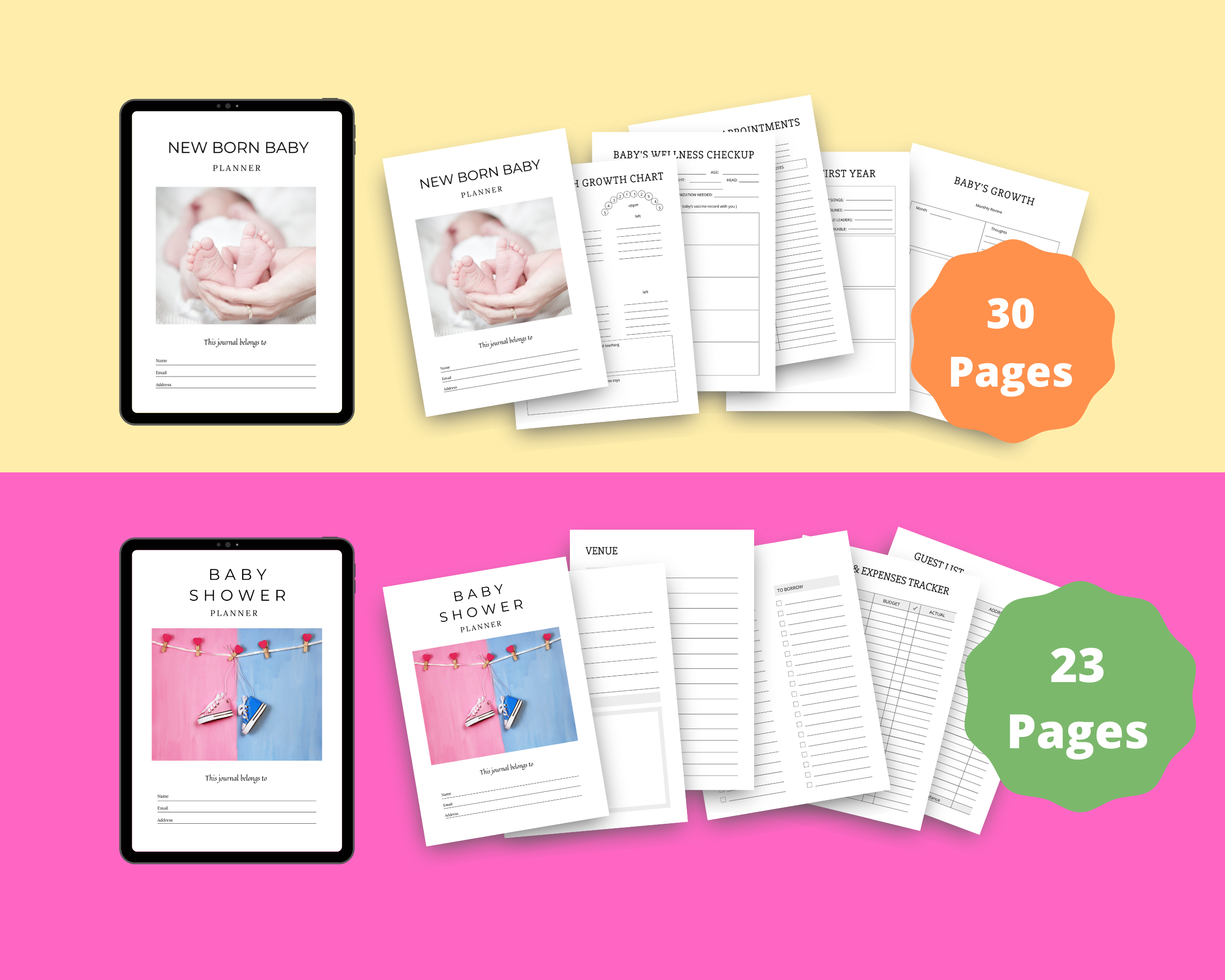 BUNDLE of 7 Female Planners in Canva | Customizable | Editable Canva Templates | Commercial Use | Pregnancy Planners