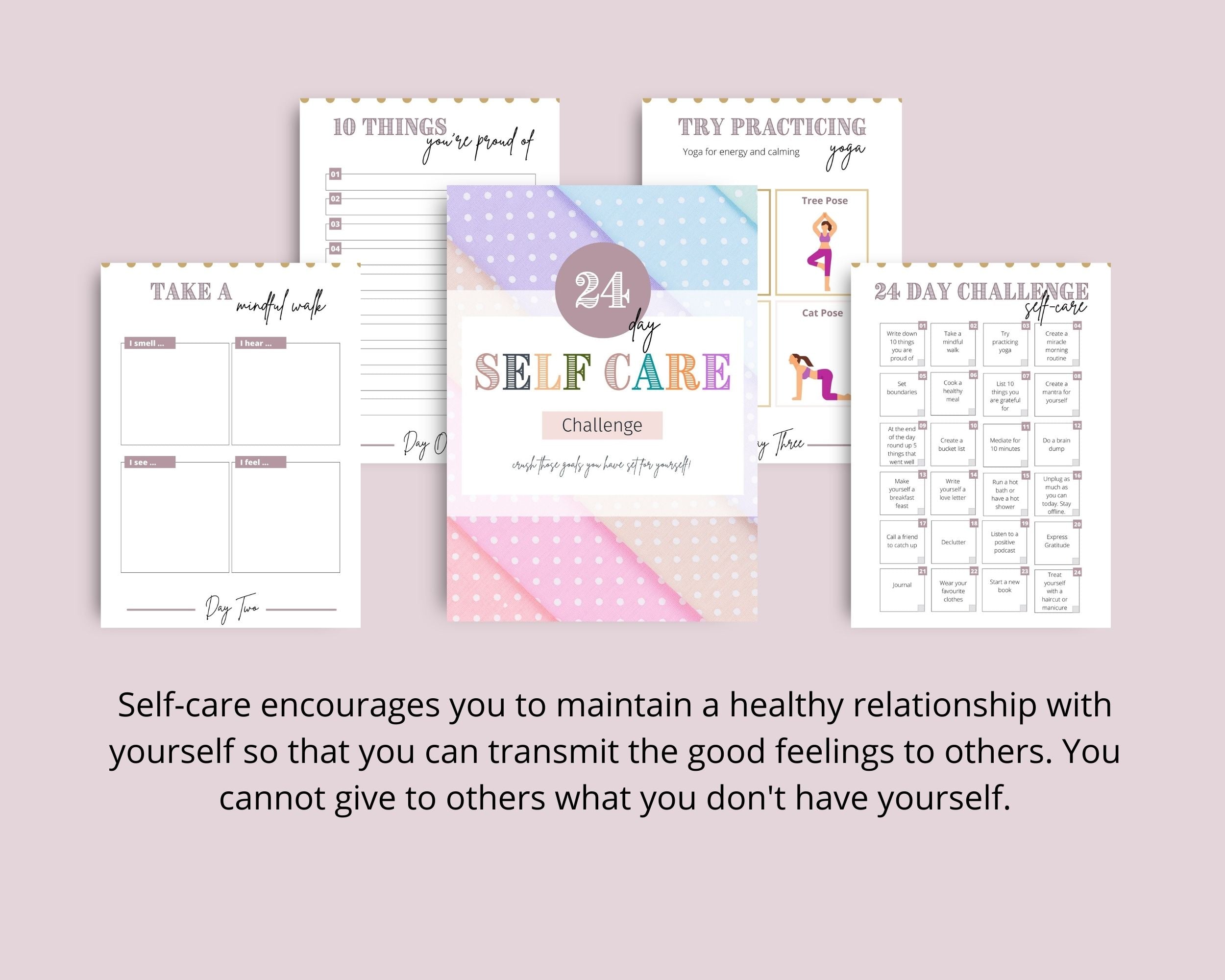 24 Days Self Care Challenge | Editable Canva Template A4 Size