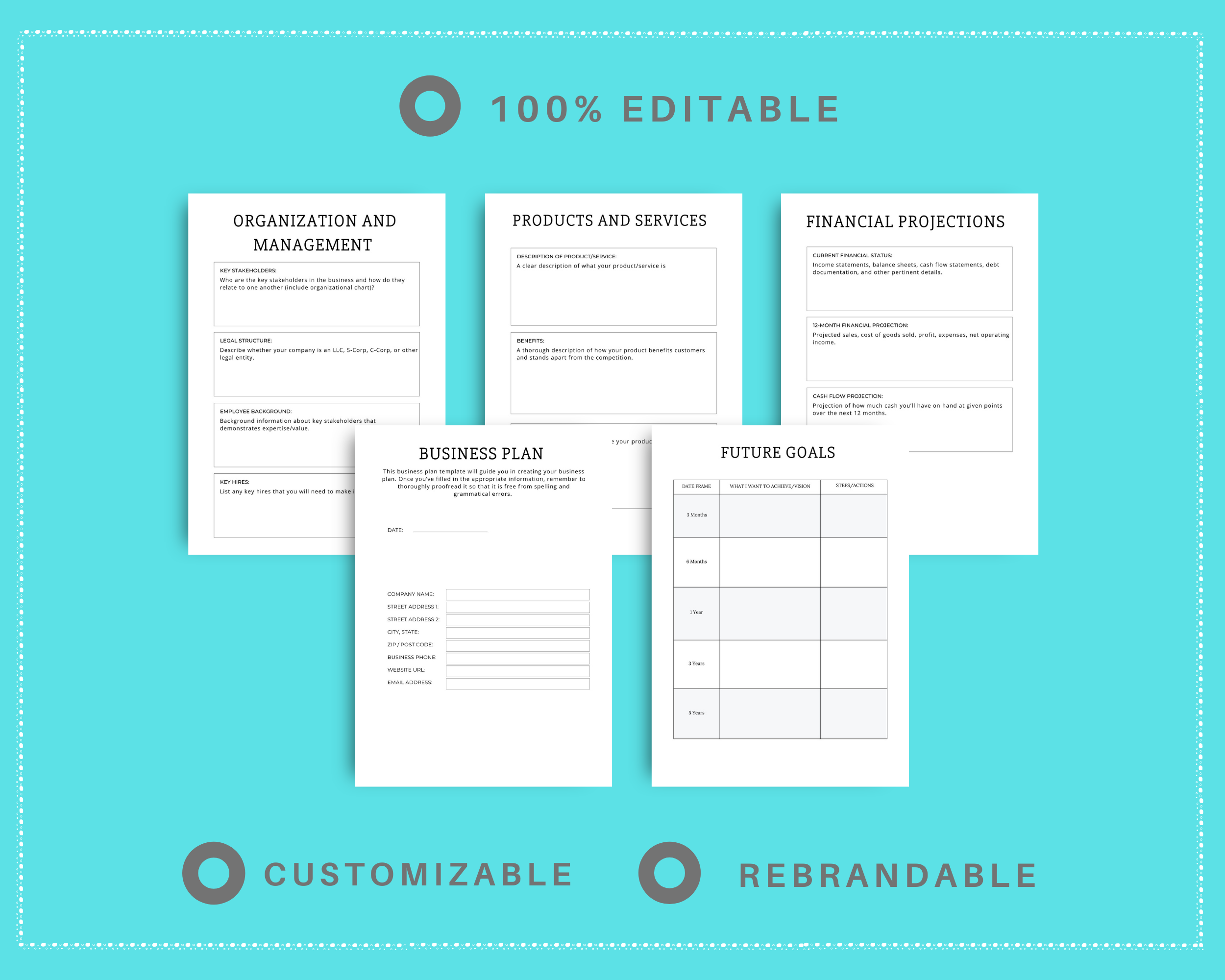 Editable Business Plan Template in Canva | Commercial Use