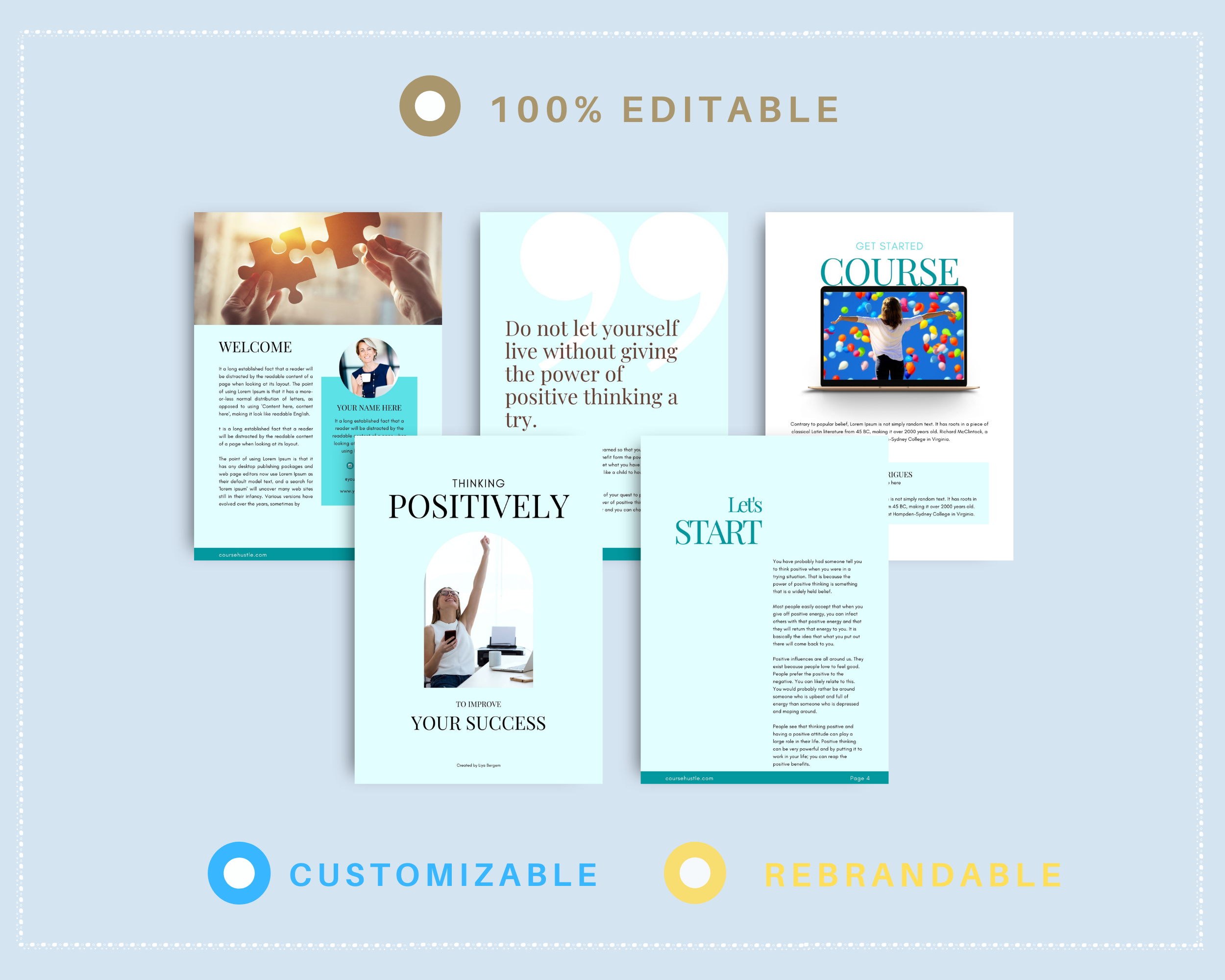 Done-for-You Think Positive to Improve Success Playbook in Canva | Editable A4 Size Canva Template