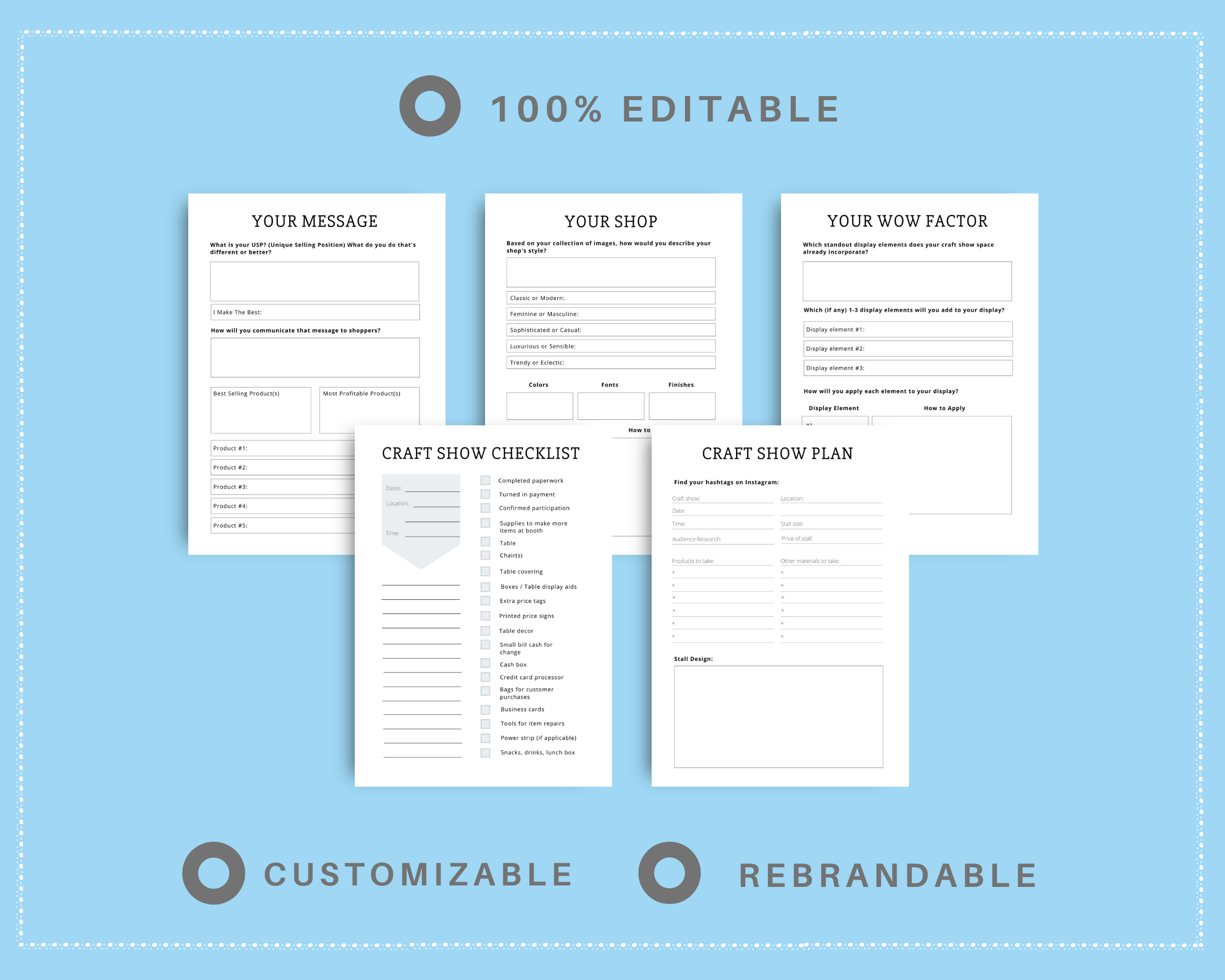 Editable Handmade Craft Planner Templates in Canva | Commercial Use
