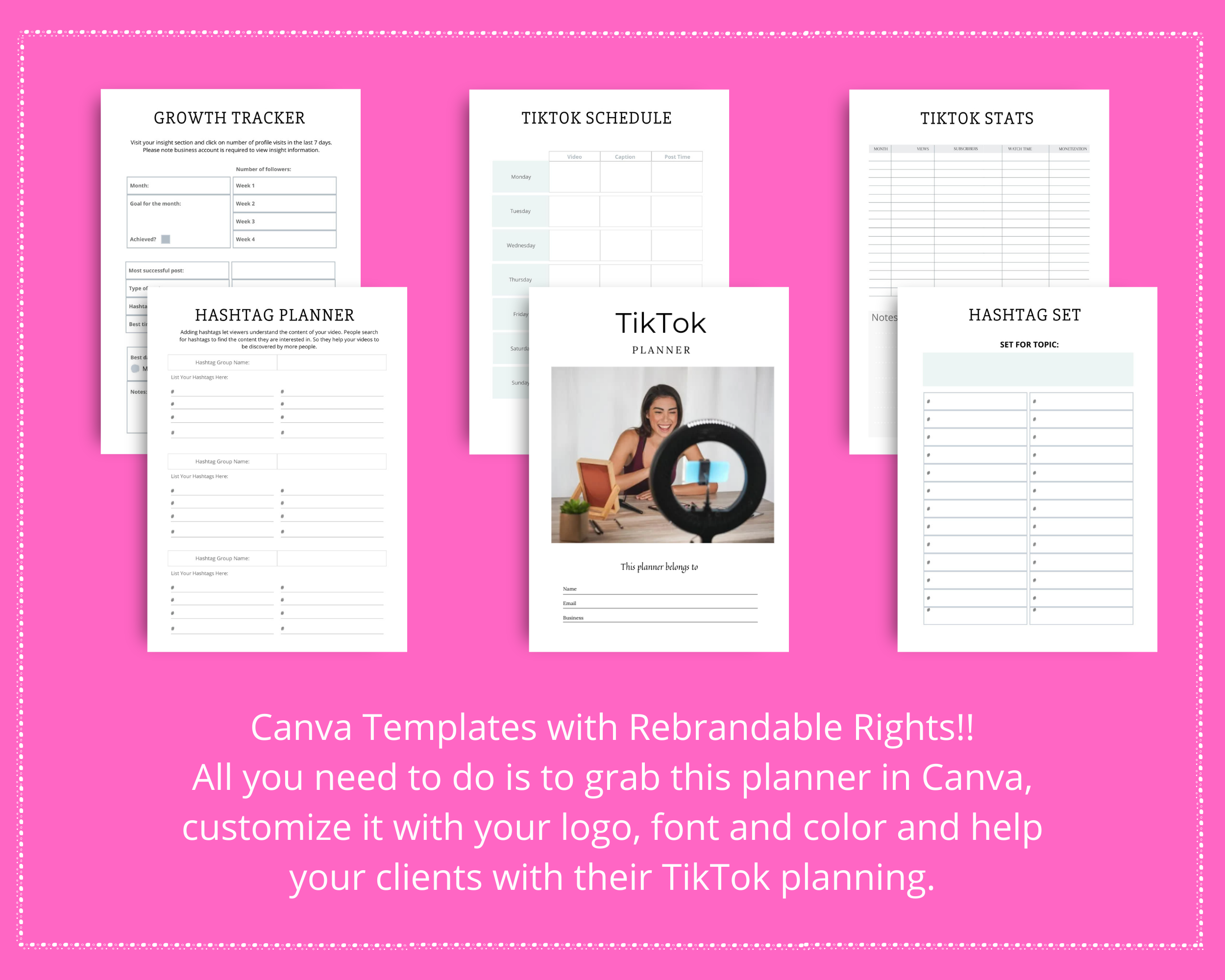 Editable TikTok Planner in Canva | Commercial Use