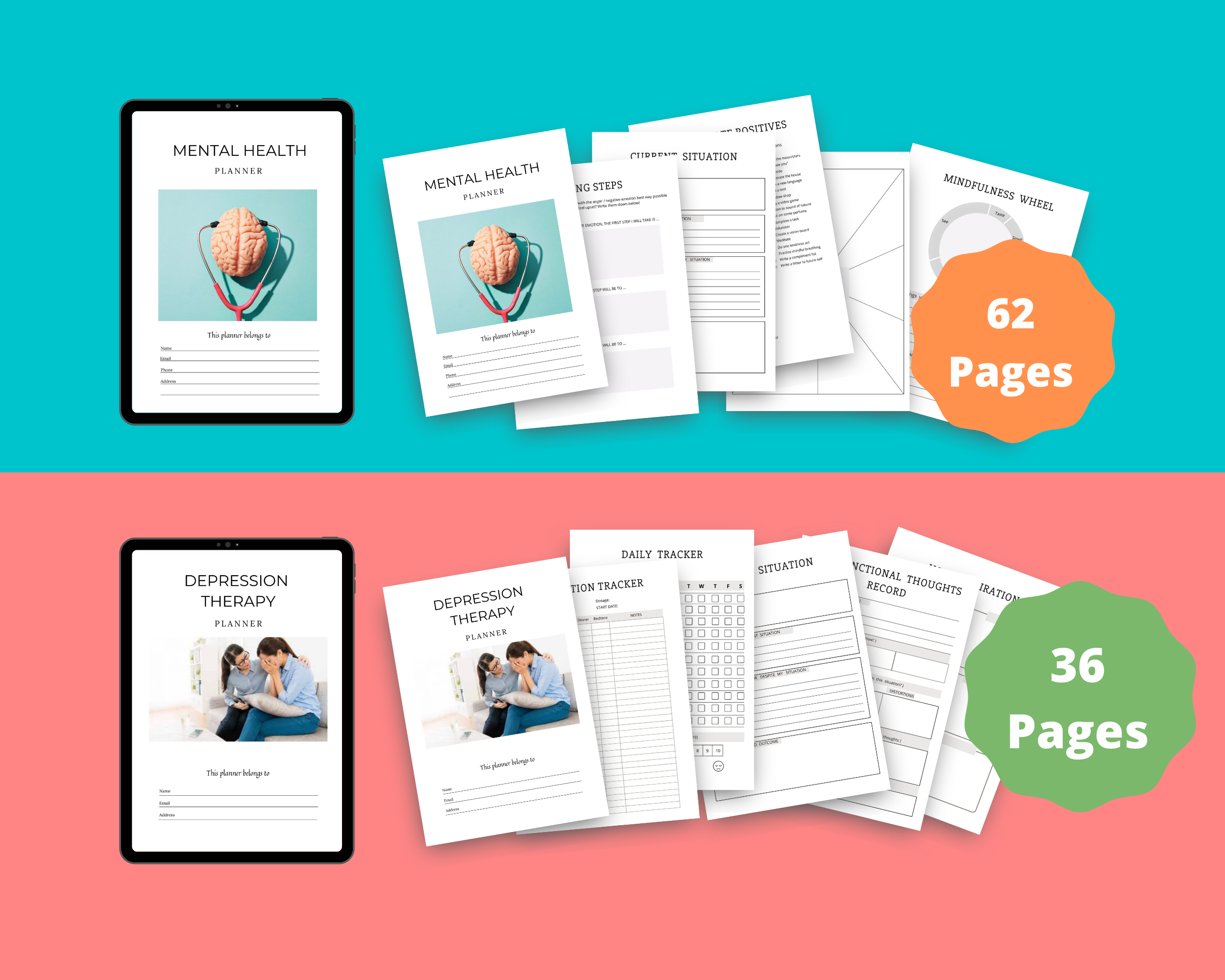 BUNDLE of 7 Therapy Planners in Canva | Customizable | Editable Canva Templates | Commercial Use | Therapy Planners