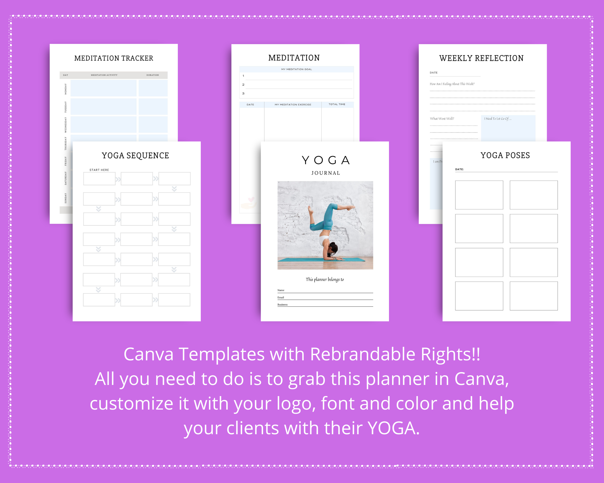 Editable Yoga Journal in Canva | Commercial Use
