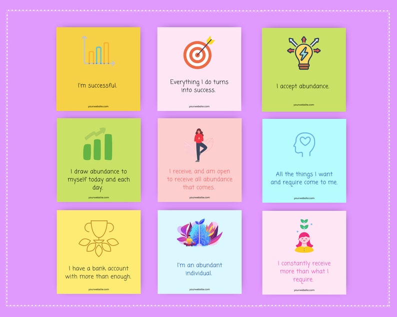 Positive Thinking Card Deck | Editable 38 Card Deck in Canva | Commercial Use