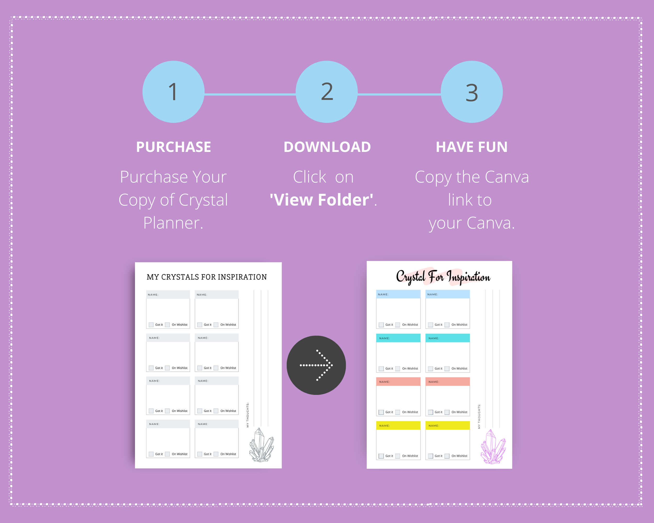 Editable Crystal Planner in Canva | Commercial Use