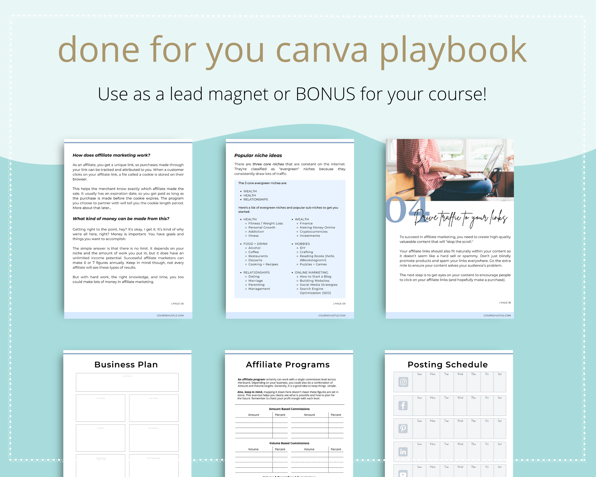 Done for You Affiliate Marketing Playbook in Canva | Editable Letter Size Canva Template