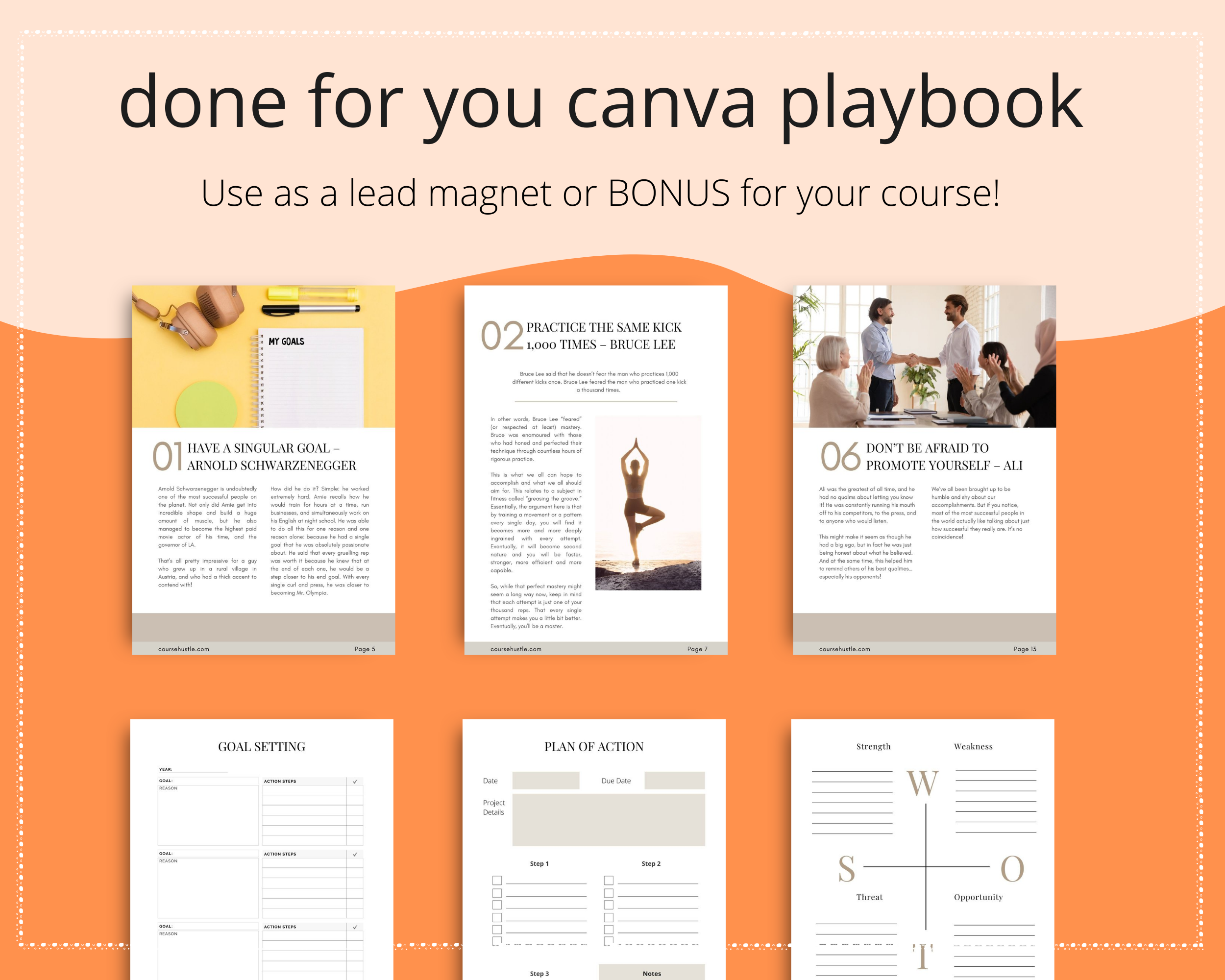 Done-for-You Motivation Hacks From Successful People Playbook in Canva | Editable A4 Size Canva Template