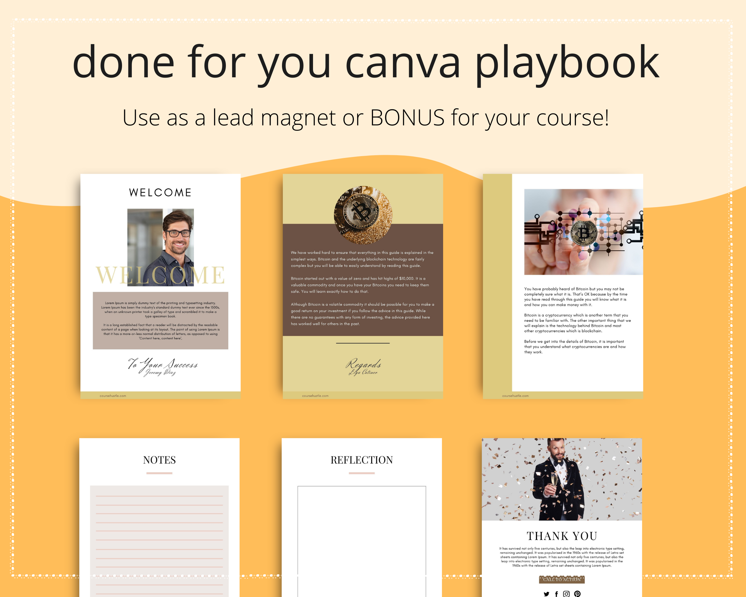 Done for You Bitcoin Breakthrough Playbook in Canva | Editable A4 Size Canva Template