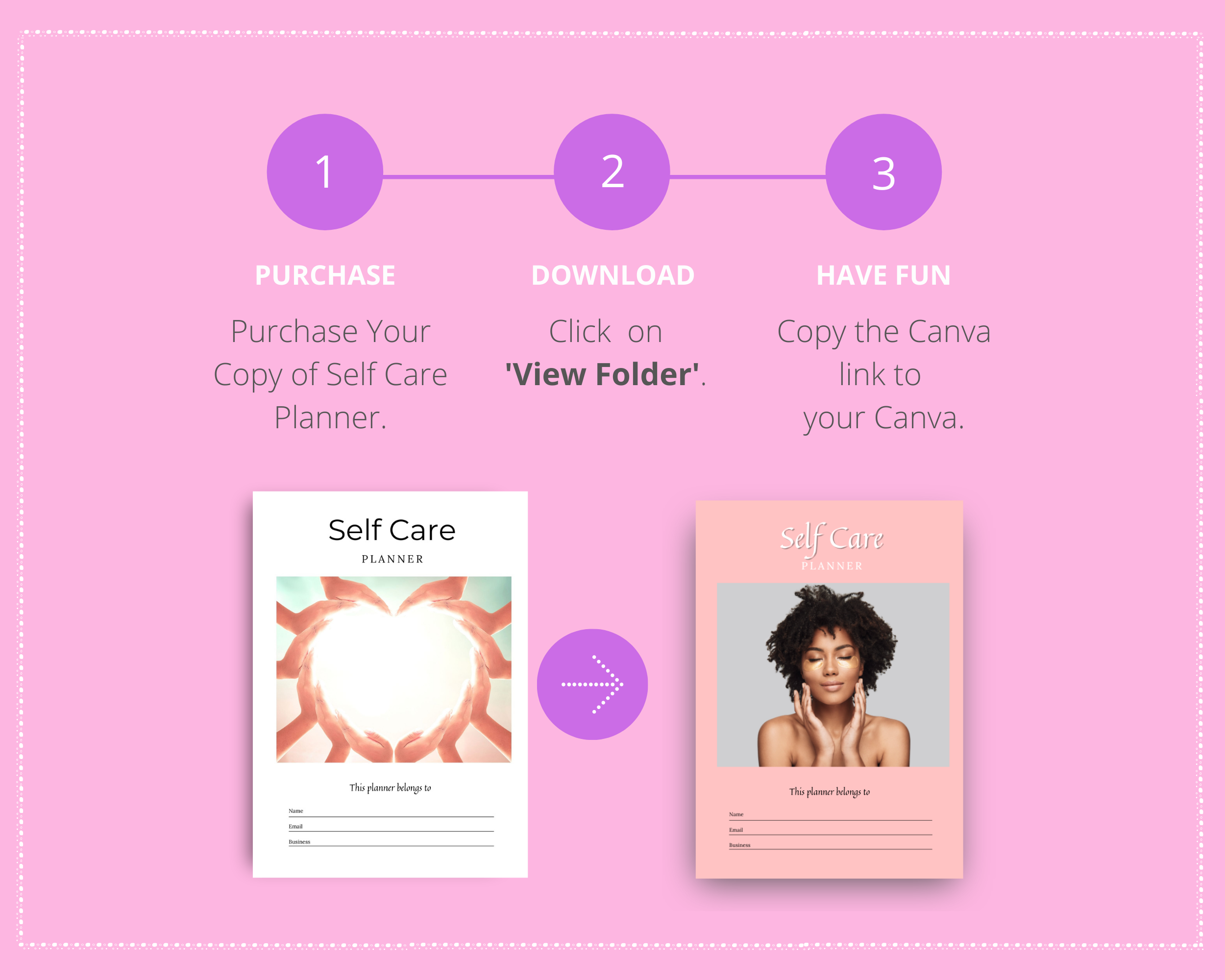 Editable Self Care Planner in Canva | Commercial Use