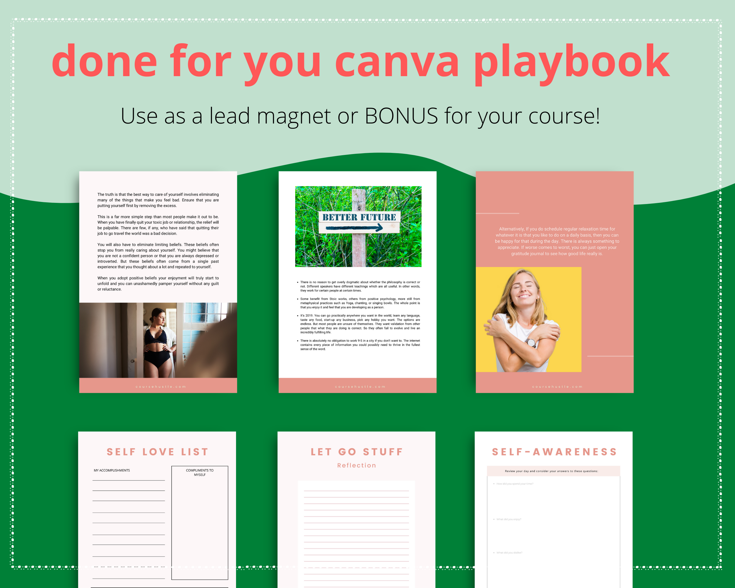 Done for You Self-Love Playbook in Canva | Editable A4 Size Canva Template