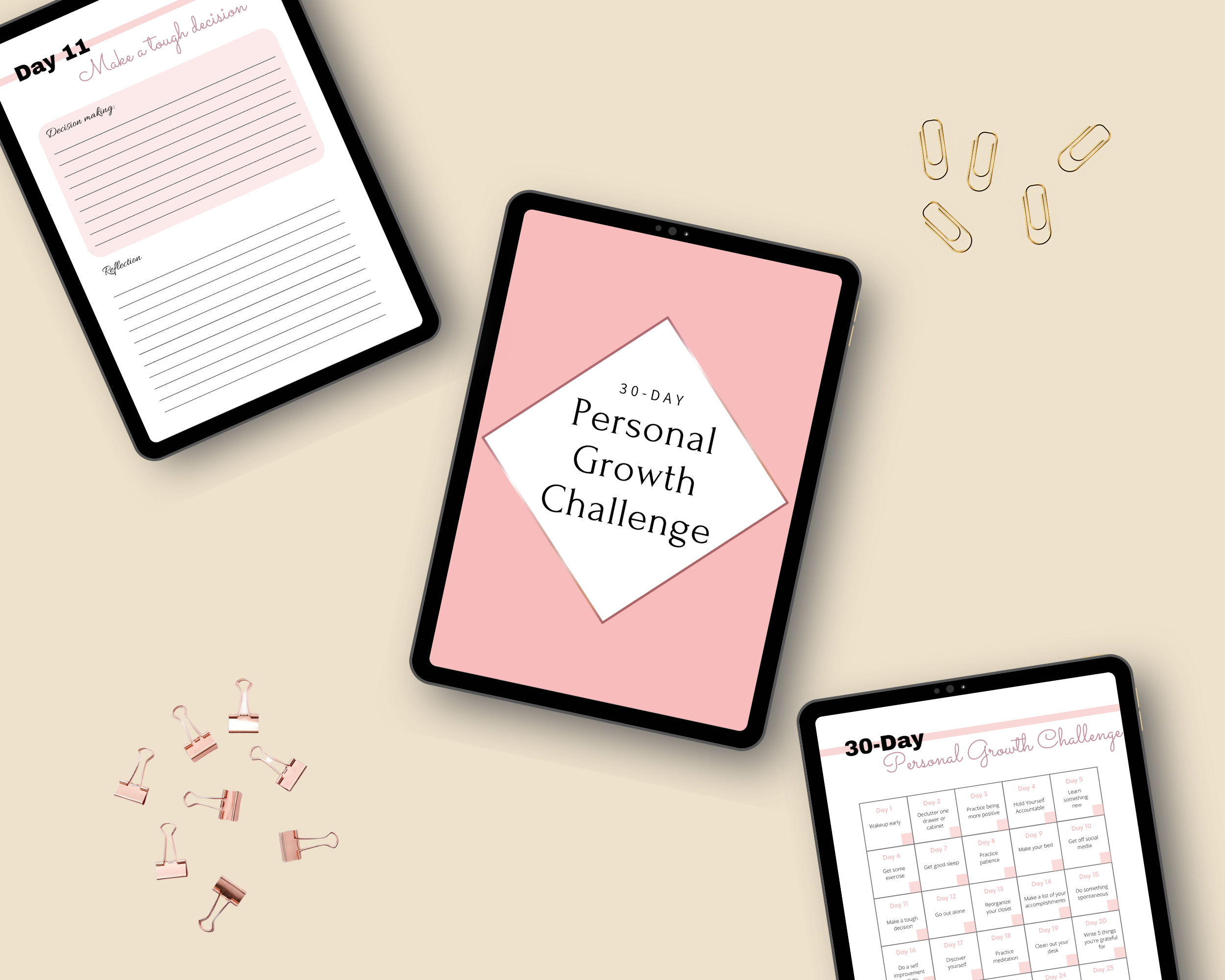 30-Day Personal Growth Challenge | Editable Canva Template A4 Size