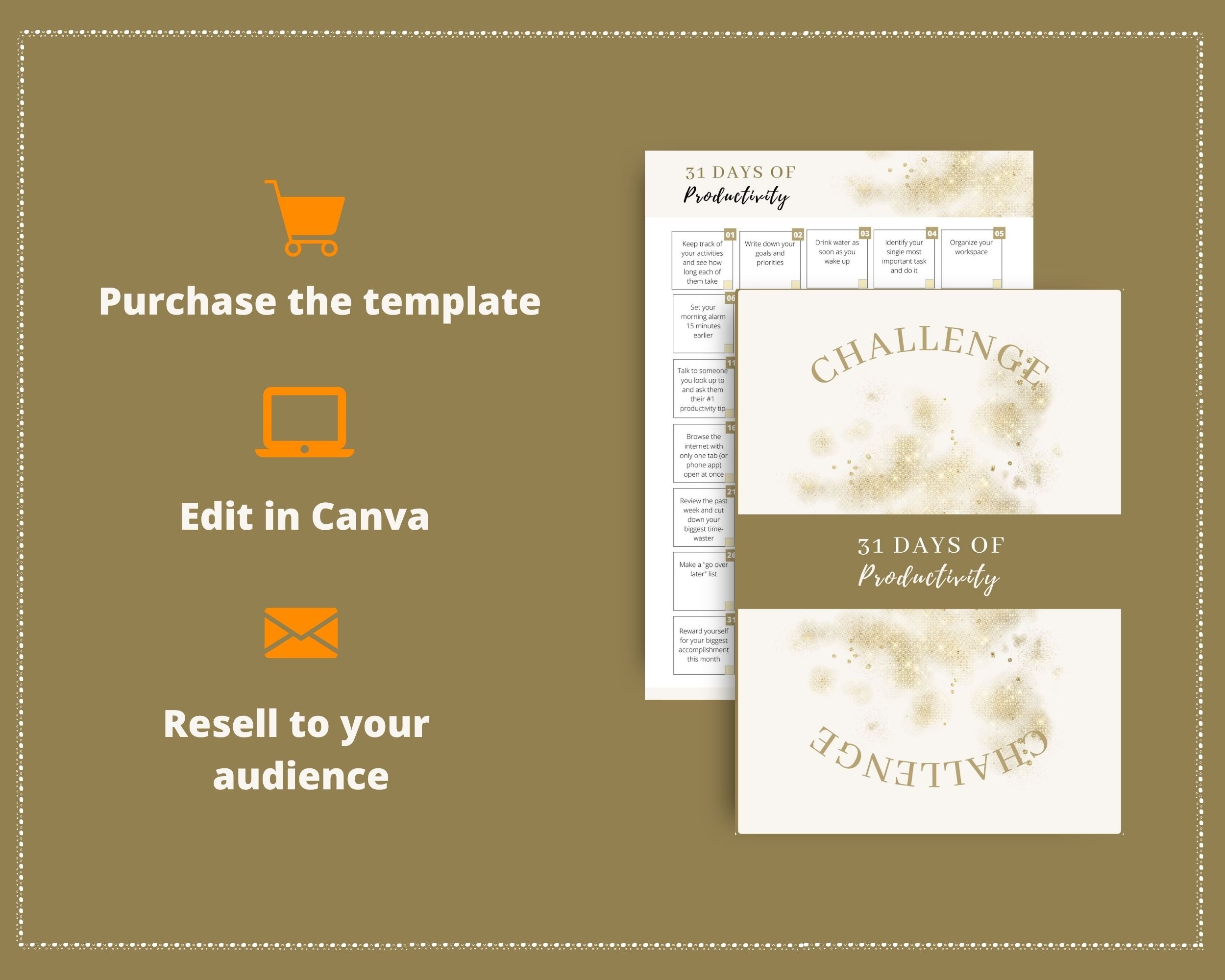 31-Day Productivity Challenge | Editable Canva Template A4 Size