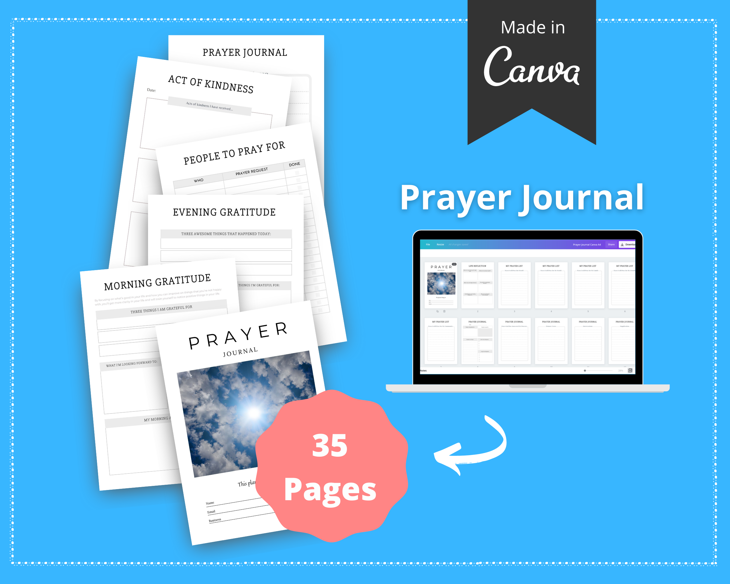 Editable Prayer Journal in Canva | Commercial Use