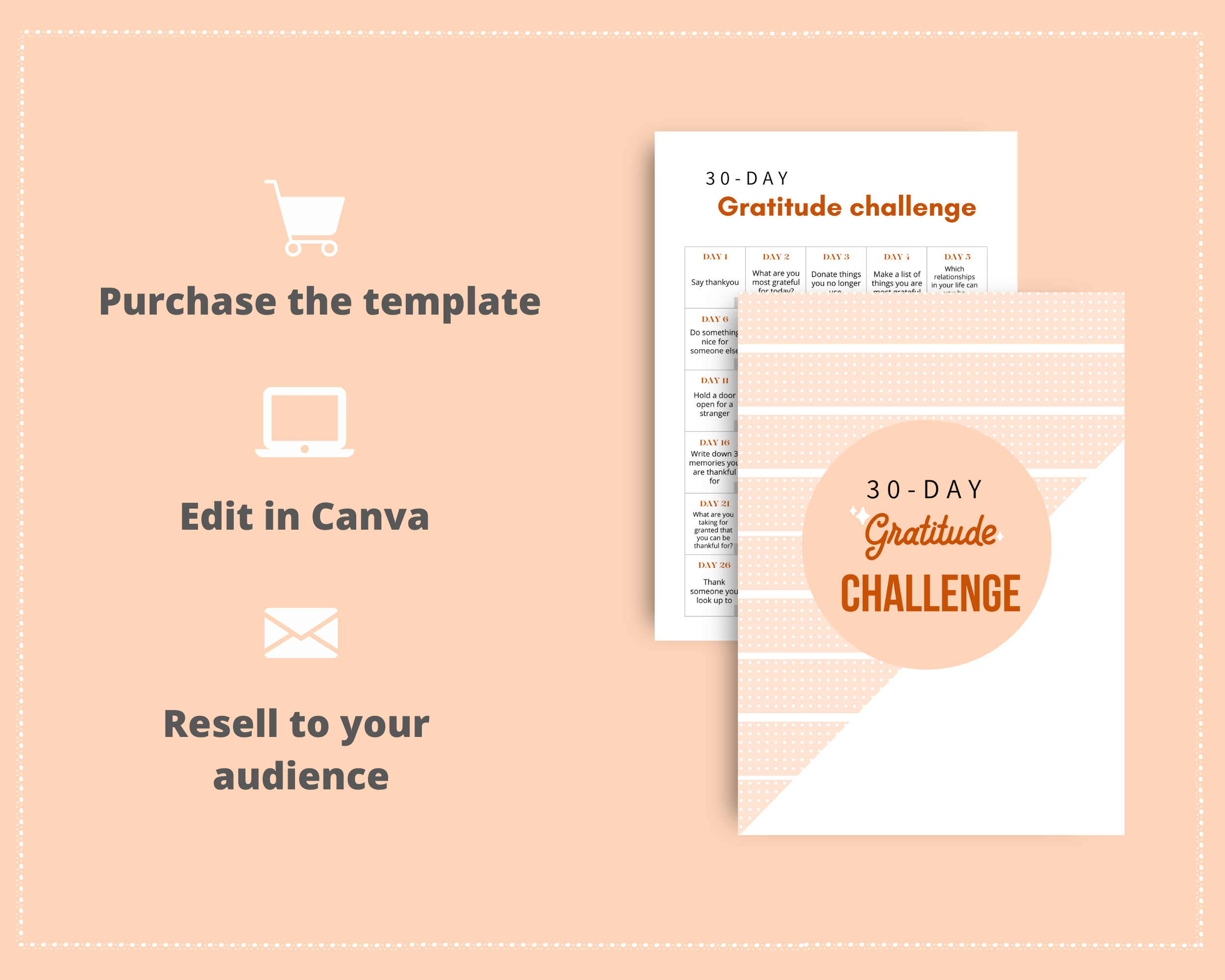 30-Day Gratitude Challenge | Editable Canva Template A4 Size
