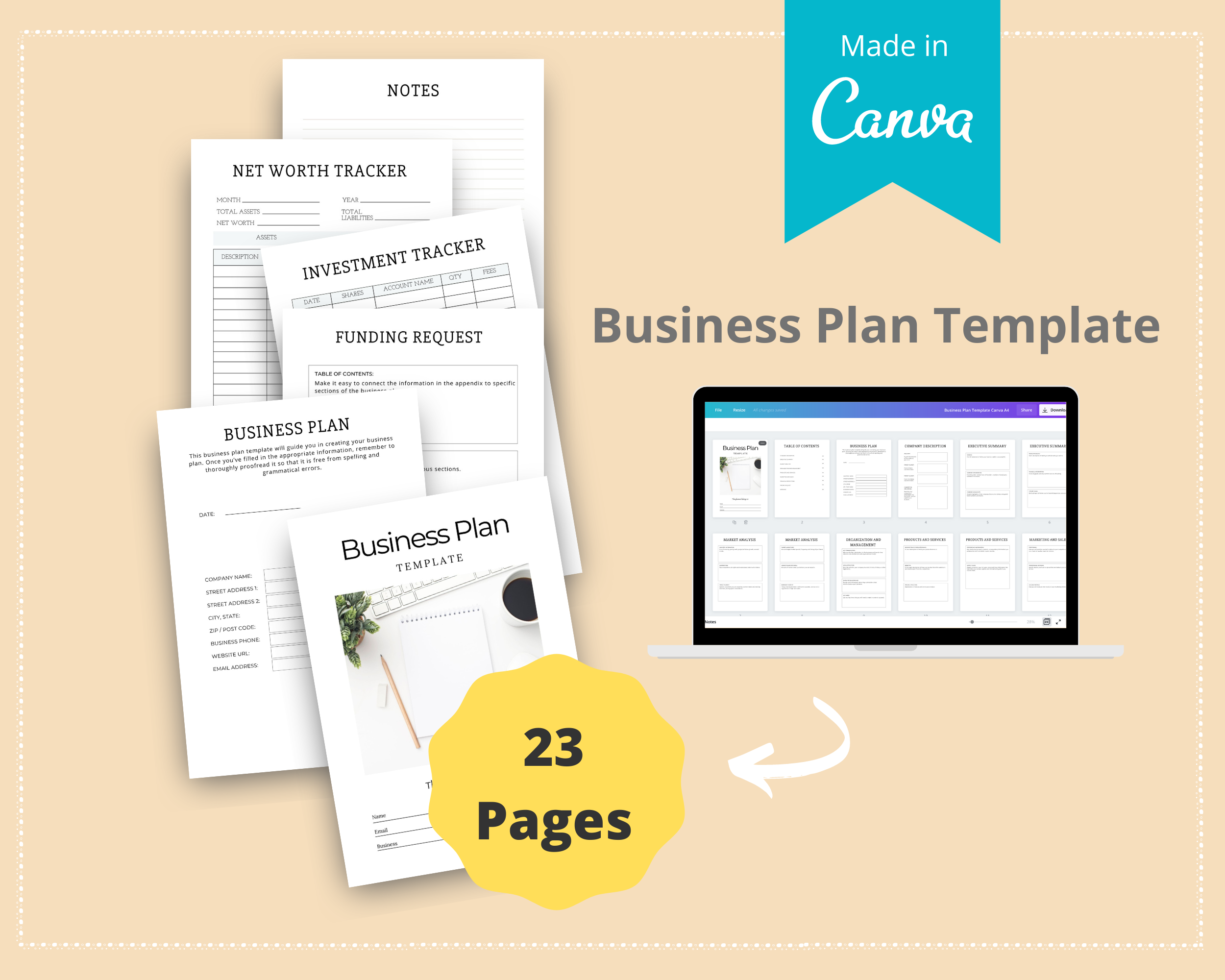 Editable Business Plan Template in Canva | Commercial Use