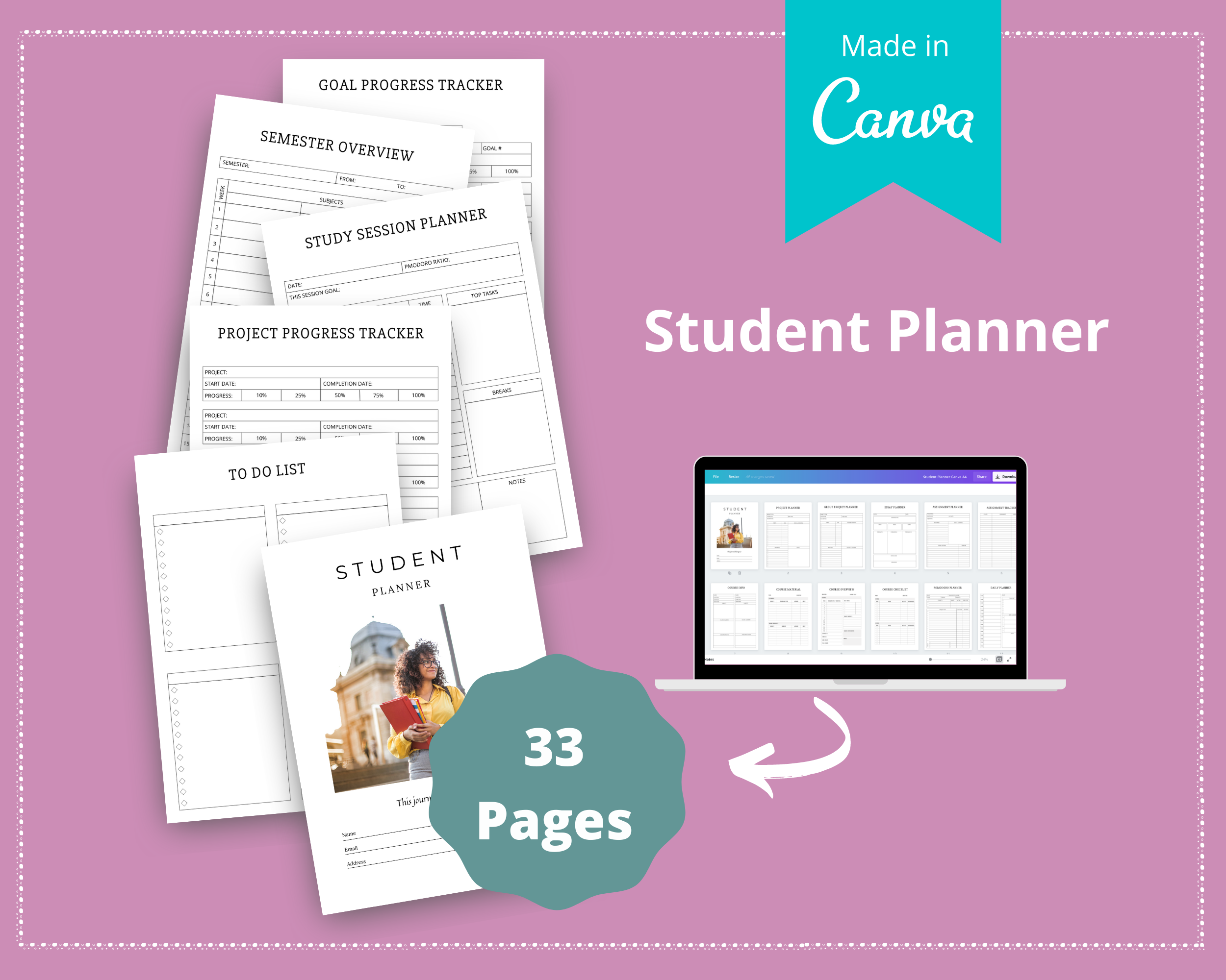 Editable Student Planner Templates in Canva | Commercial Use