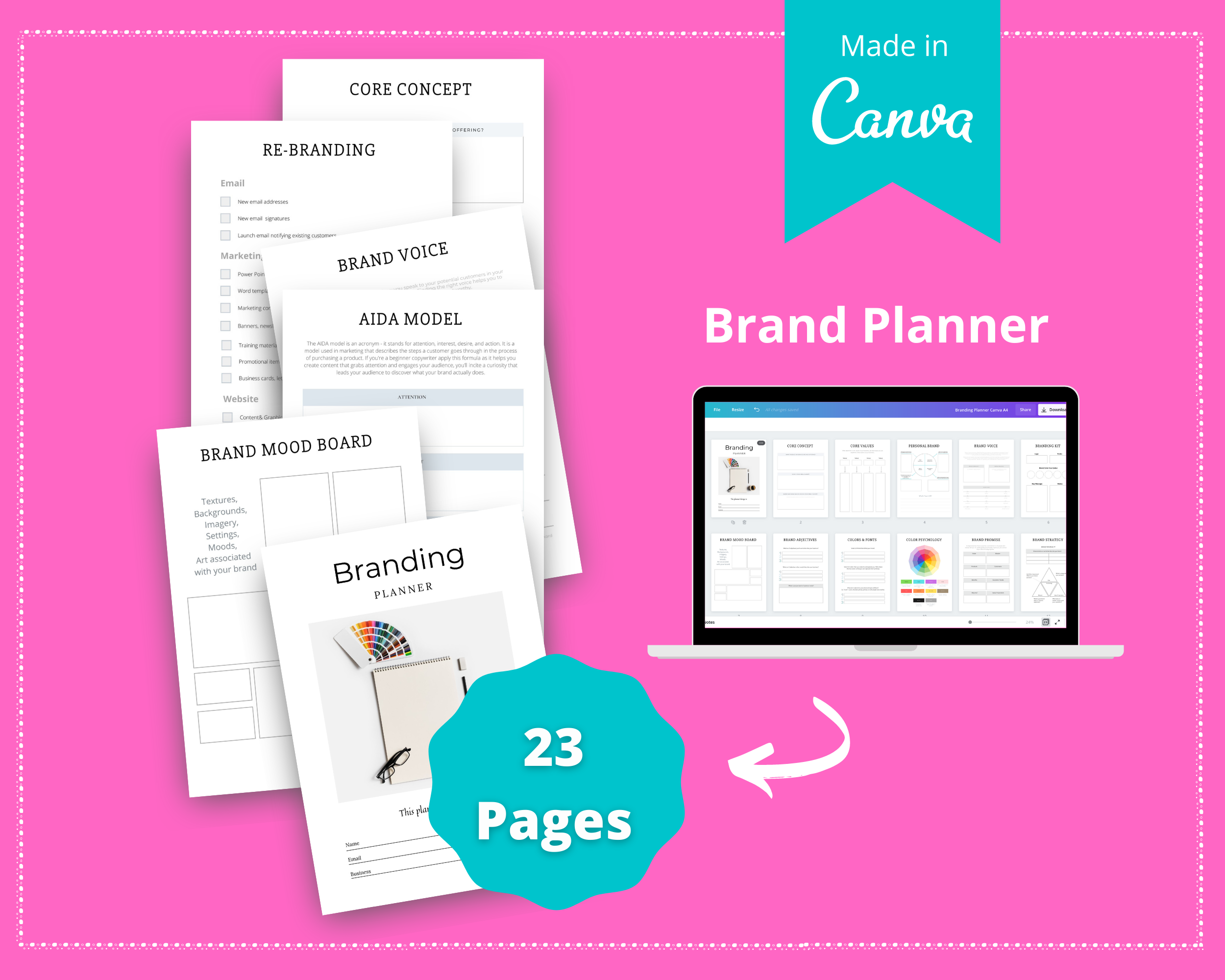 Editable Brand Planner Templates in Canva | Commercial Use