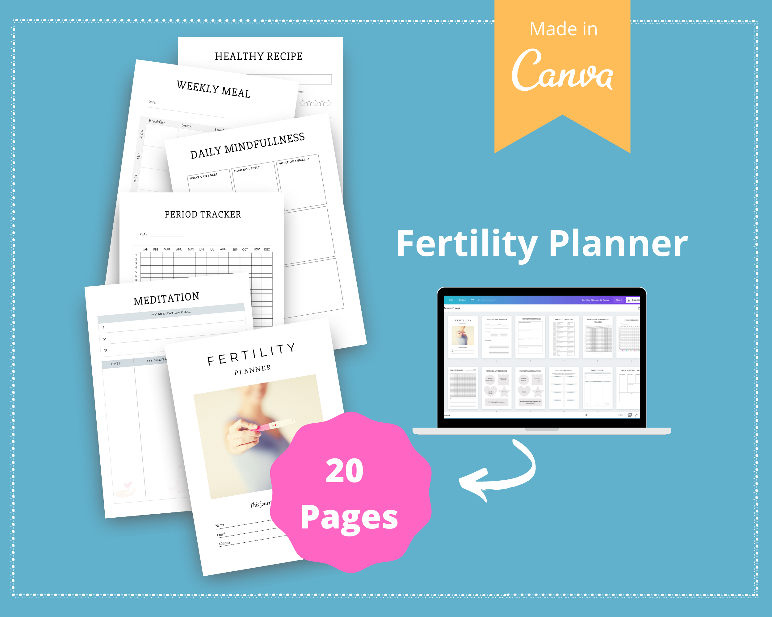 Editable Fertility Planner Templates in Canva | Commercial Use