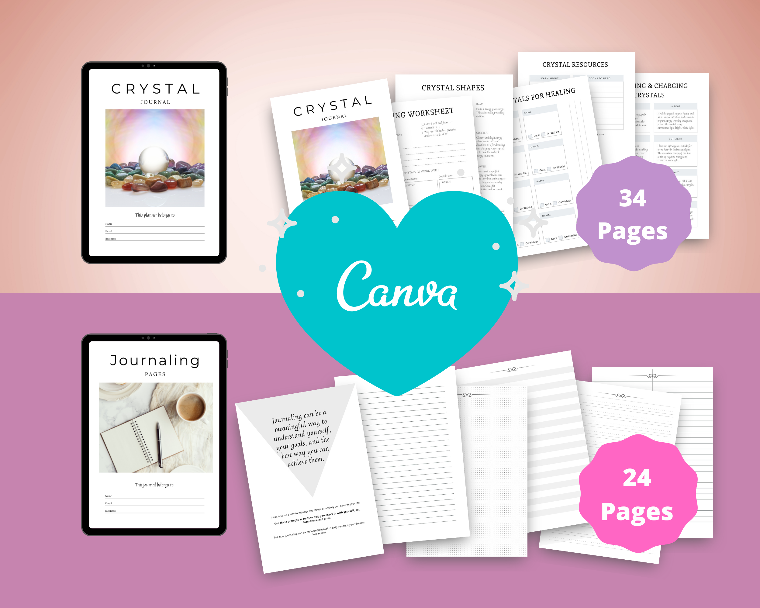 BUNDLE of 11 Spiritual Planners in Canva | Customizable | Editable | Commercial Use | Spiritual Templates
